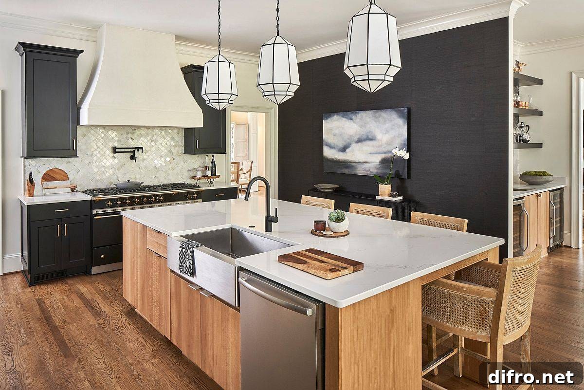 Sink placed in a kitchen island