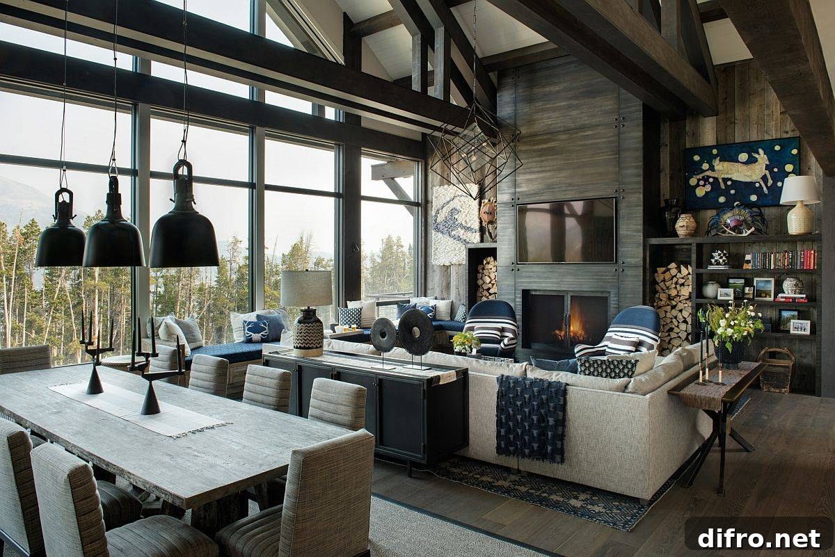 Light-filled living room combining wood warmth and glass