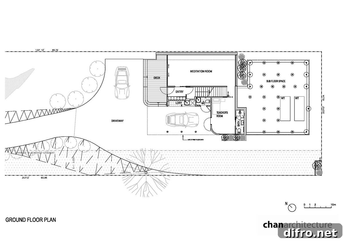 Ground floor design plan of the McCrae Bush House