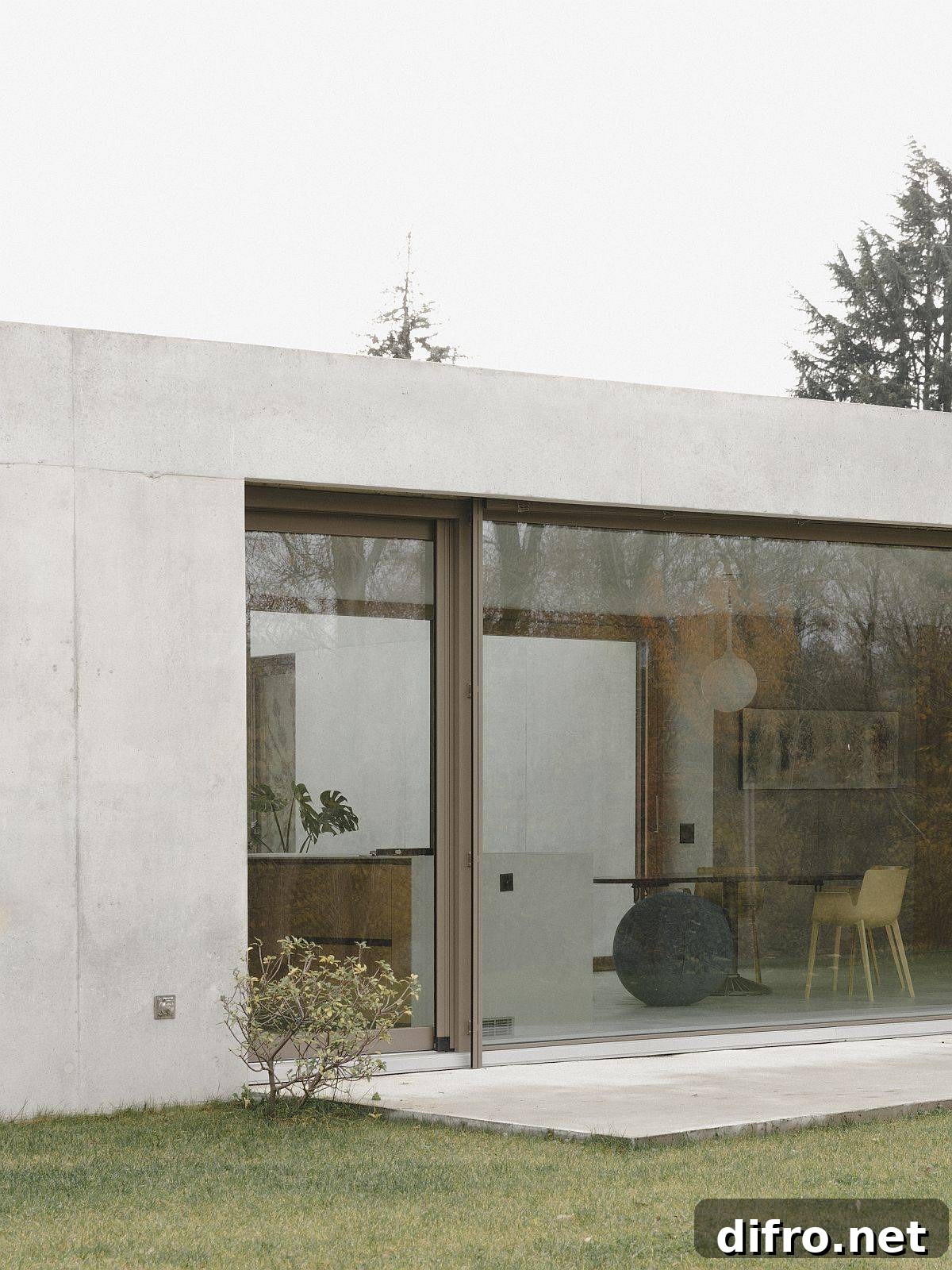 Small concrete deck extending private spaces