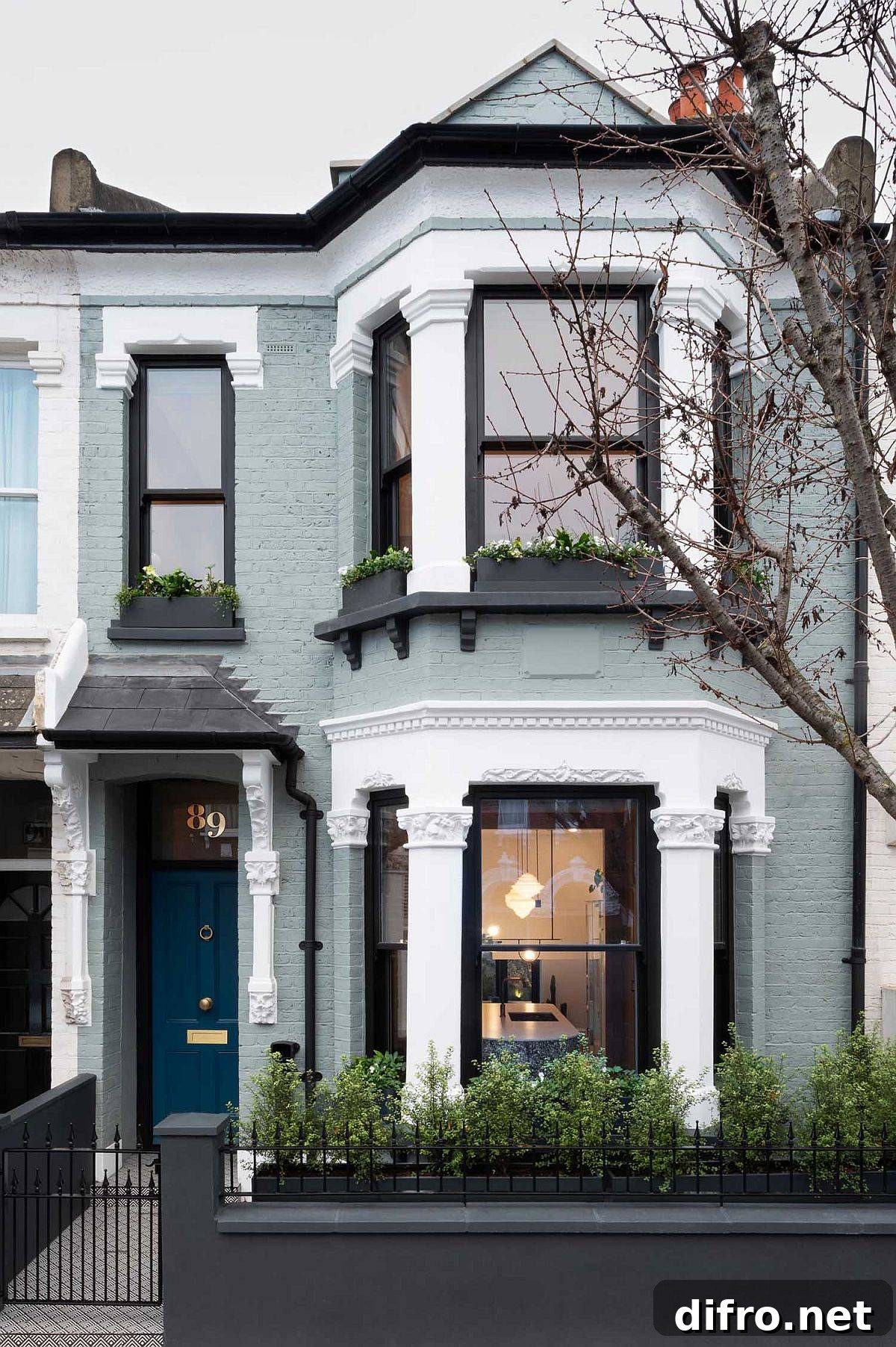 Street facade of the renovated and extended Victorian house