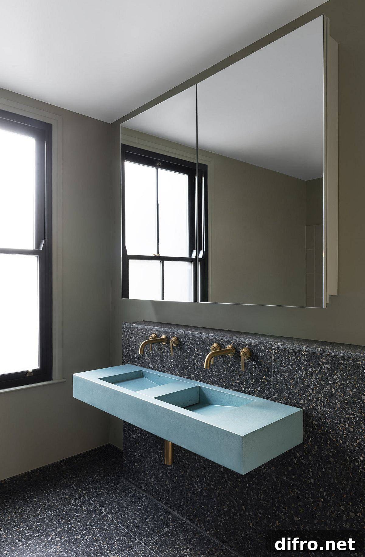 Terrazzo floor and tiles in the bathroom