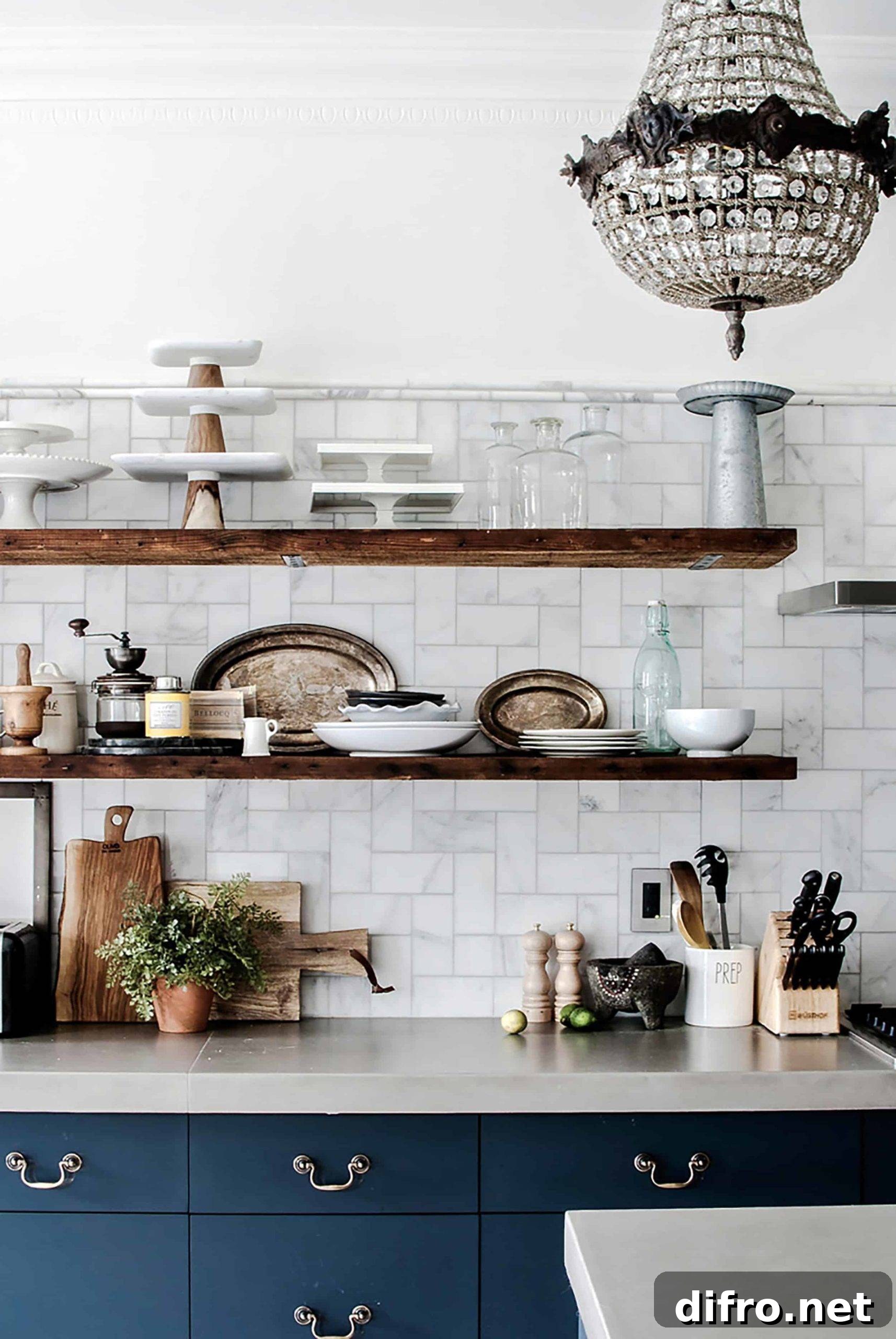 Large open shelving with accent pieces
