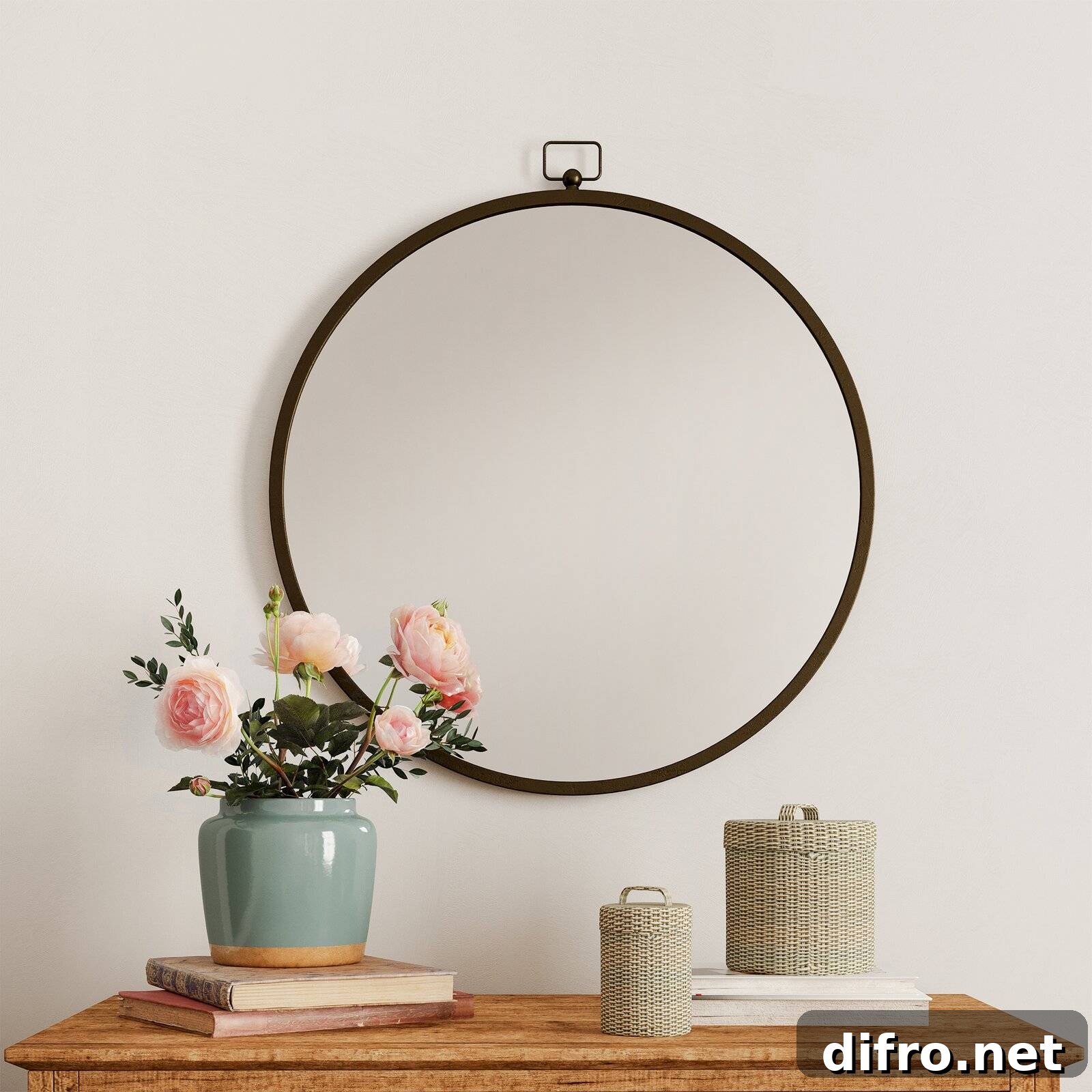Round metal framed mirror