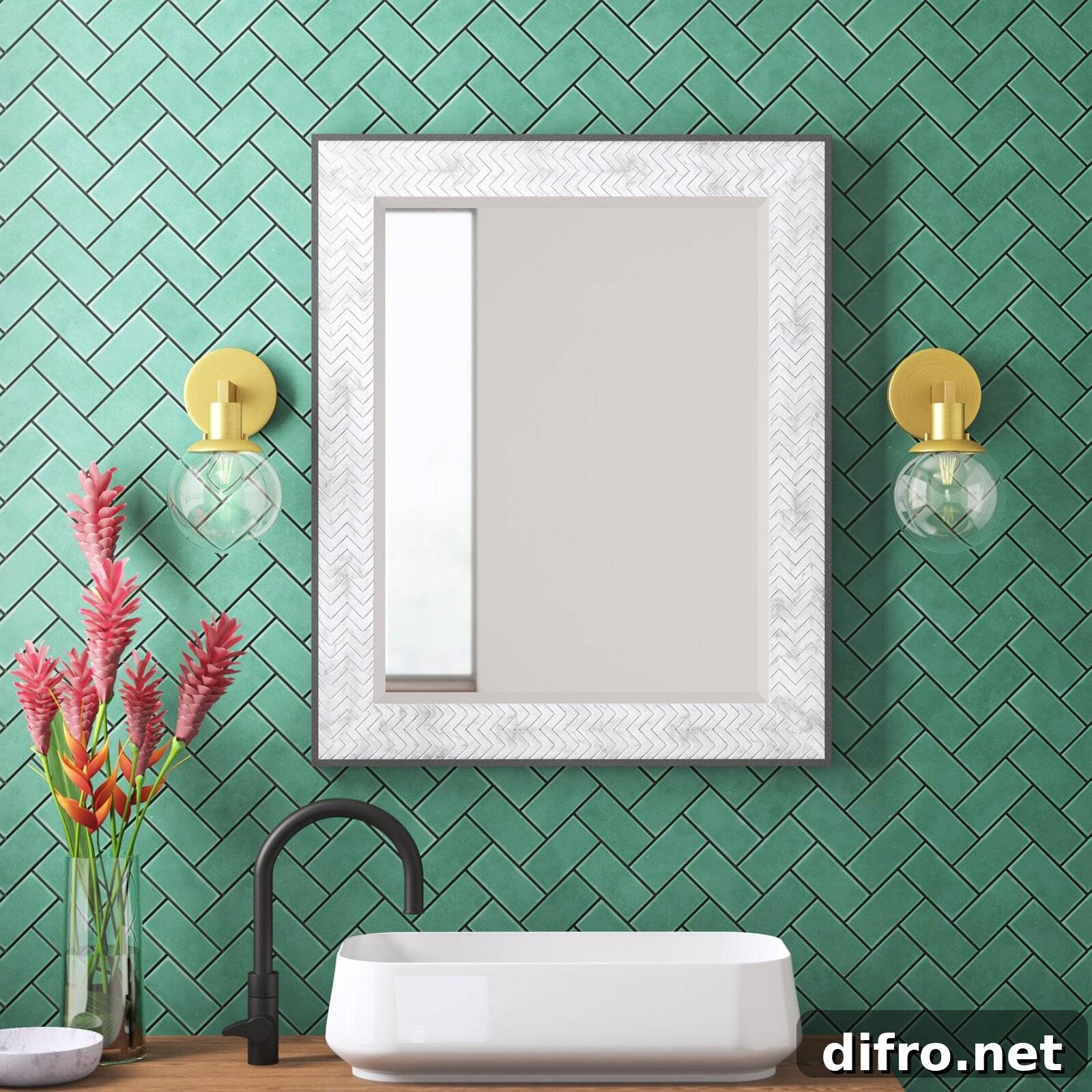 Chevron beveled mirror