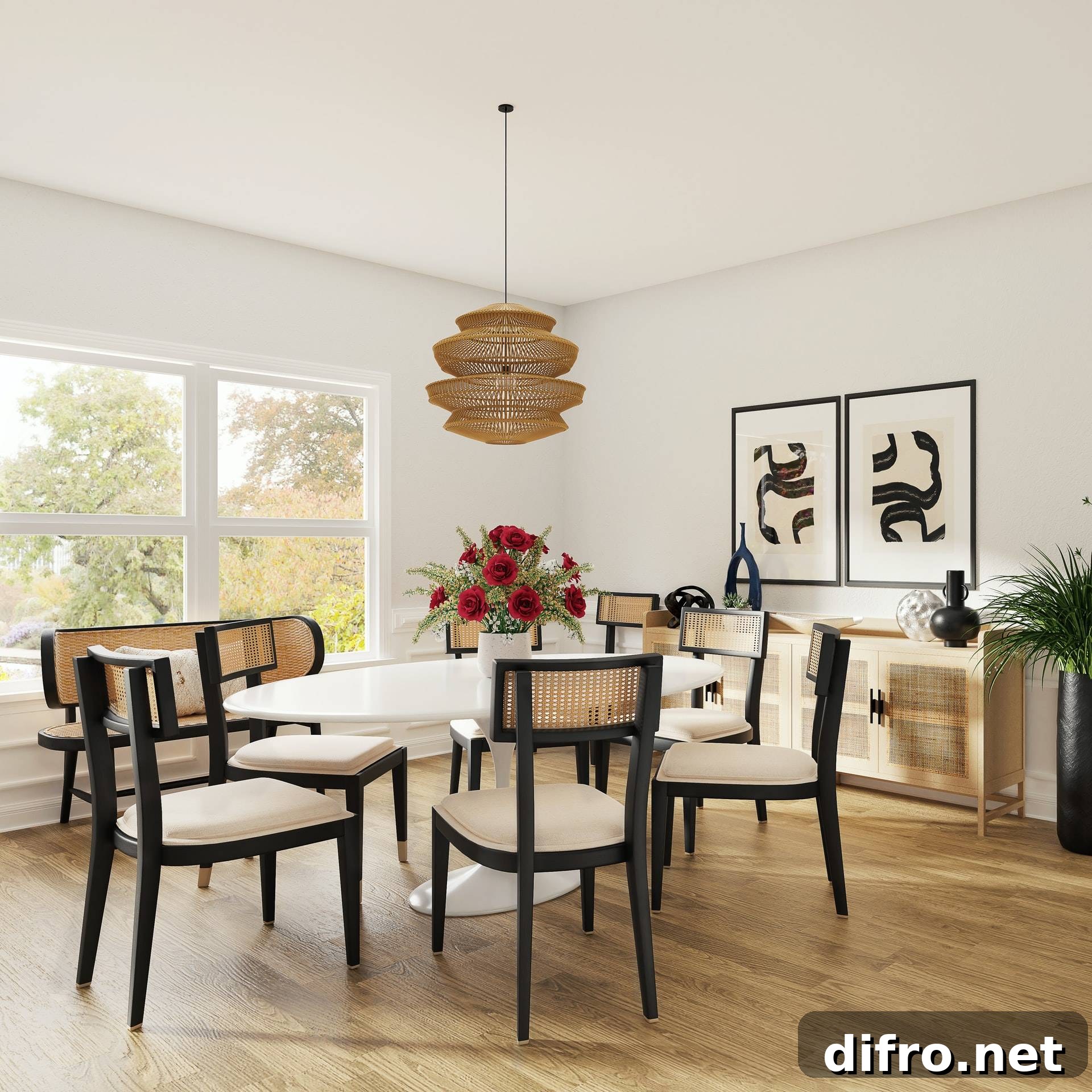 Bright interior showcasing paper white and subtle accents