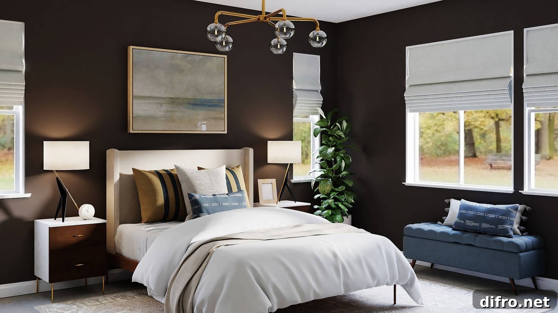 Room with deep chocolate brown accents