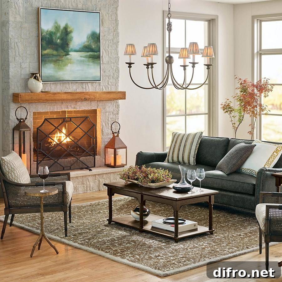 Elegant chandelier above a living area