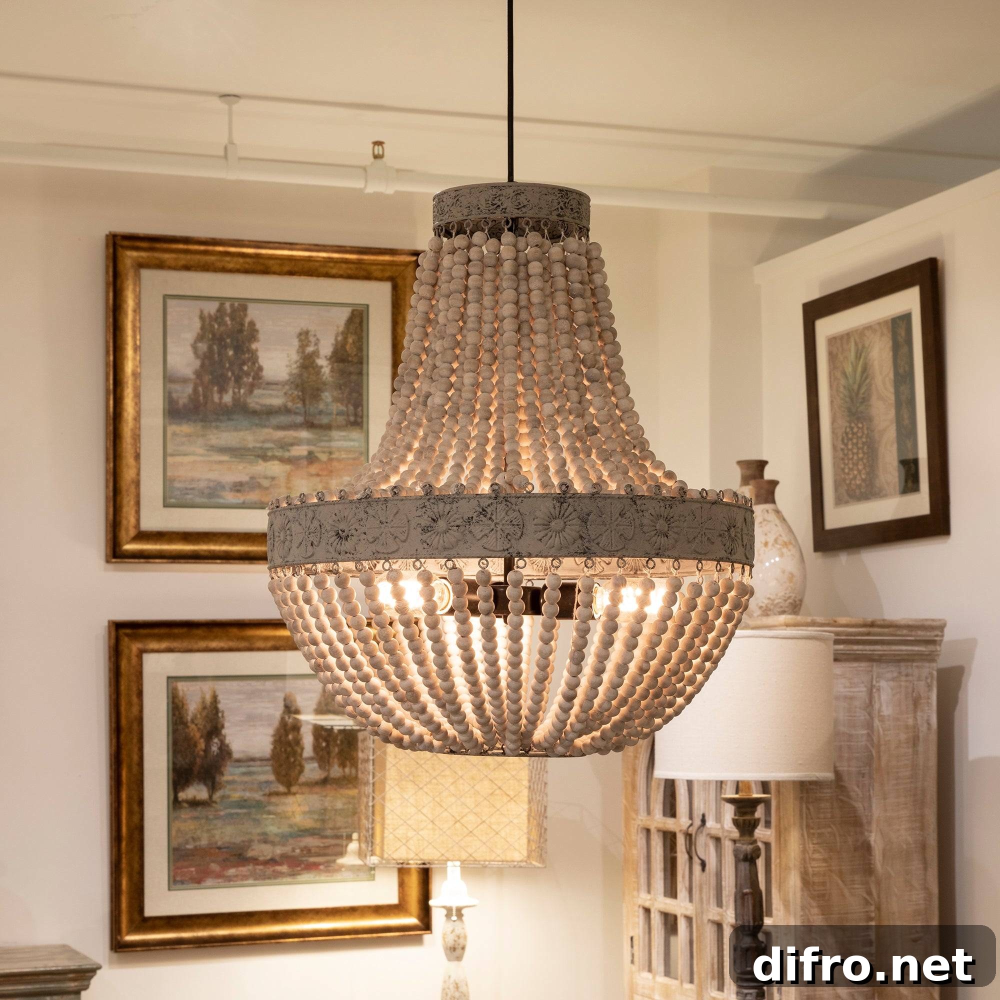 Beaded chandelier with layered texture