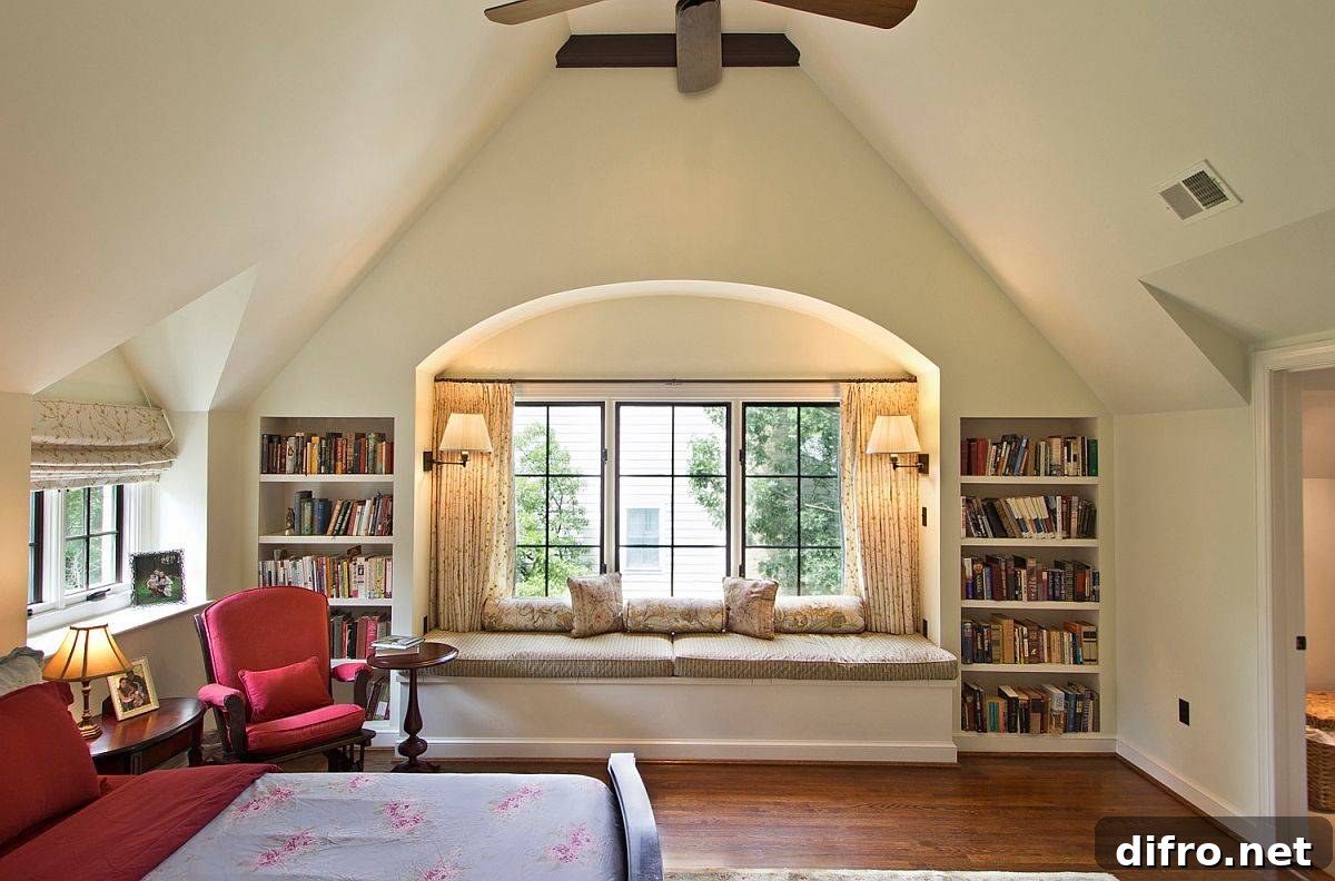 Bedroom Window Seat Ideas for a Relaxing Reading Nook 6 Window seat flanked by bookshelves for bibliophiles