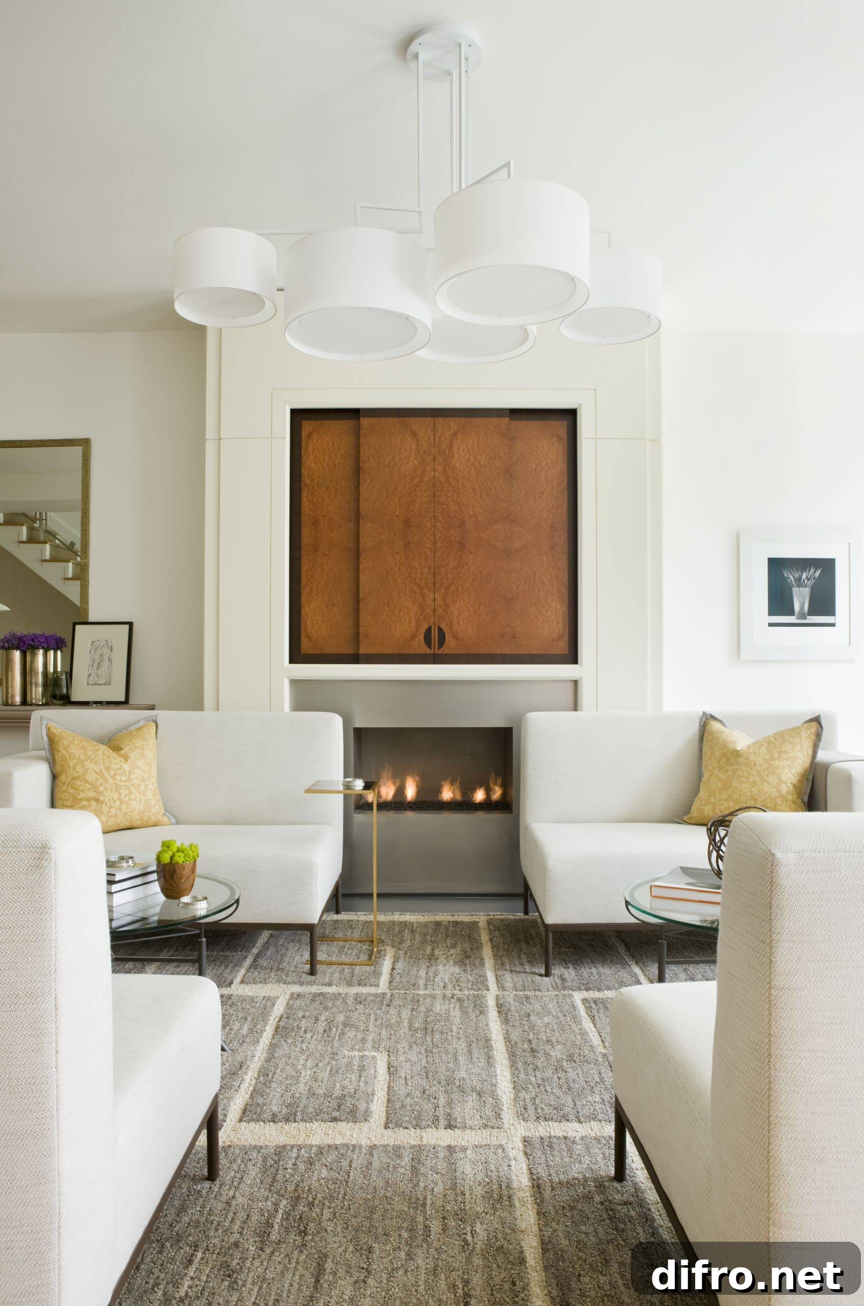 Paneled wall with sliding doors hiding a television
