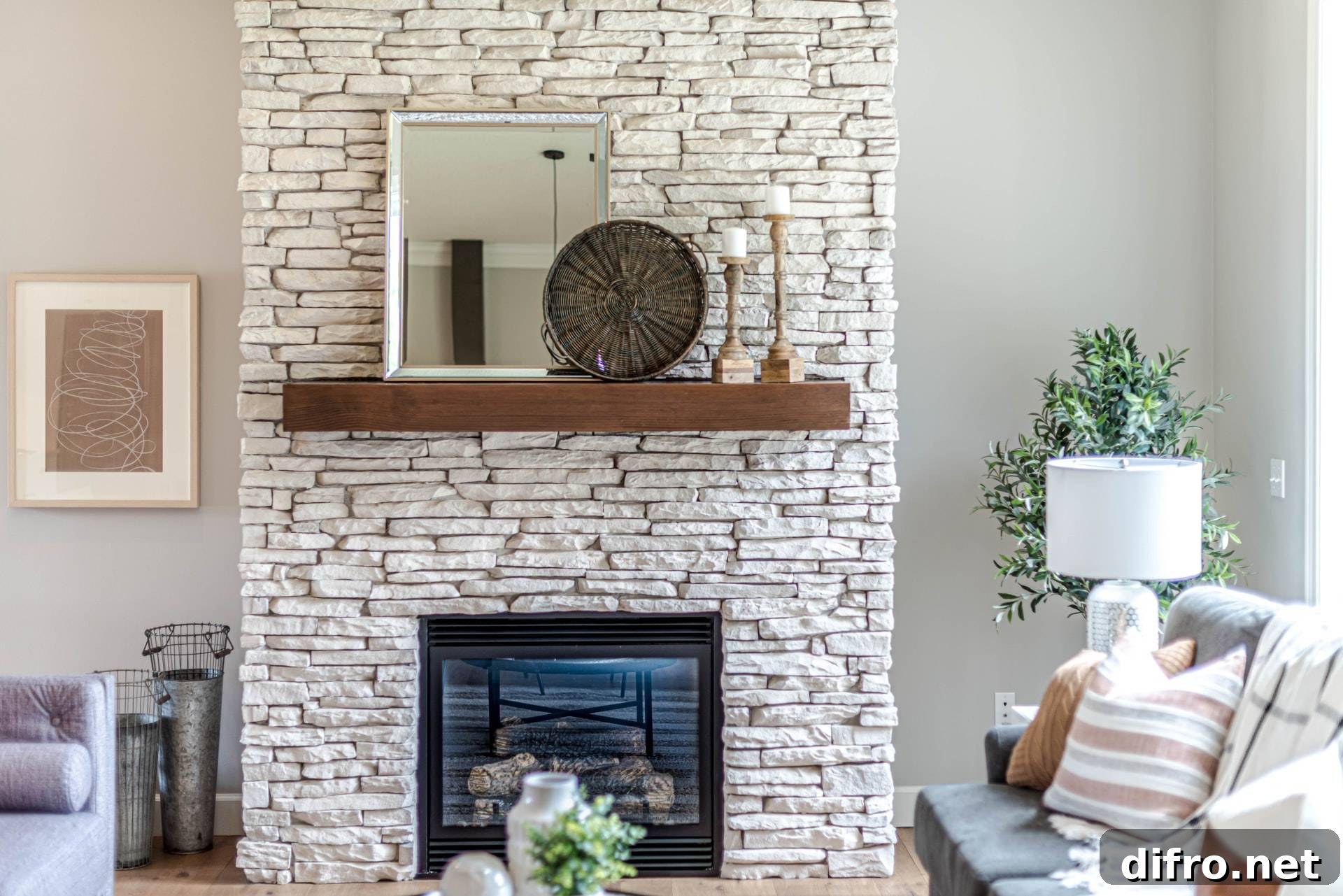 Neutral spring mantel with candle holders and woven tray