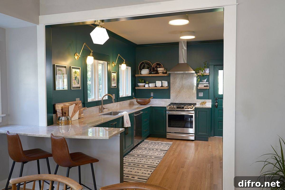Kitchen showcasing a budget-conscious stone slab backsplash