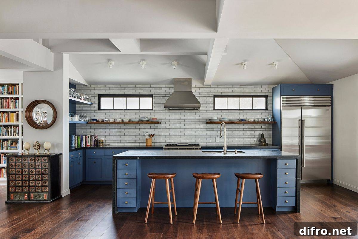 Minimal kitchen without upper cabinets