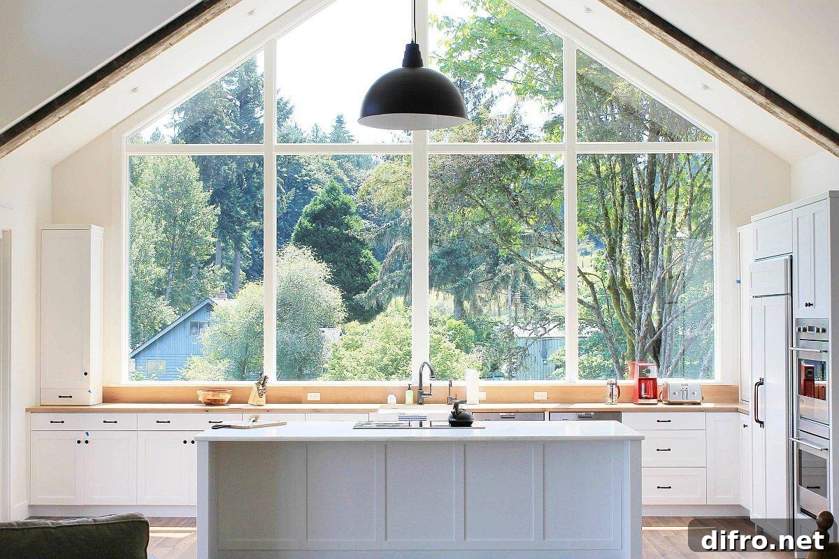 Farmhouse kitchen with large window