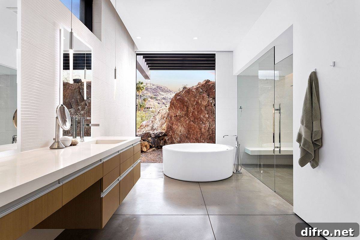 Natural rock integrated into the home's narrative
