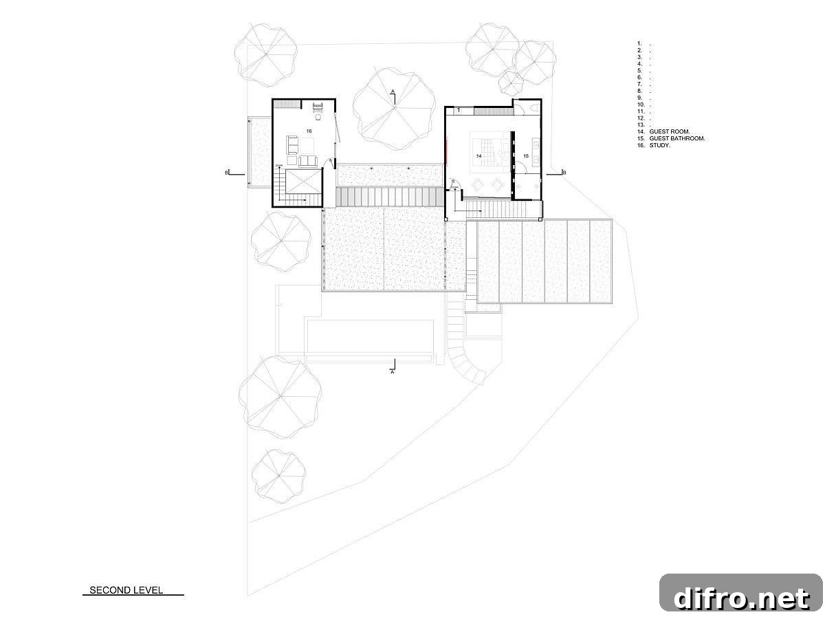 Second level floor plan of Casa Ethos