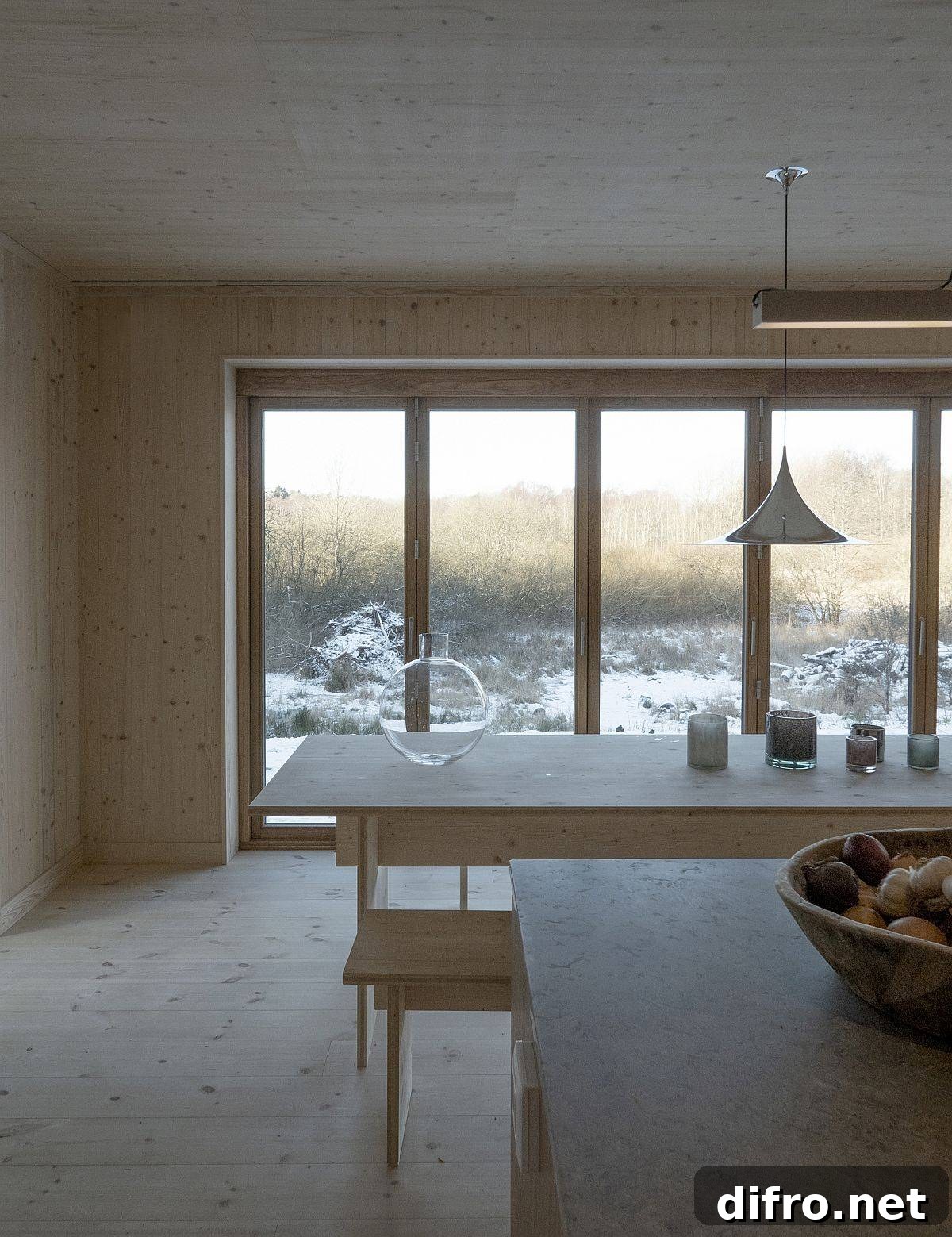 Kitchen and dining area with views