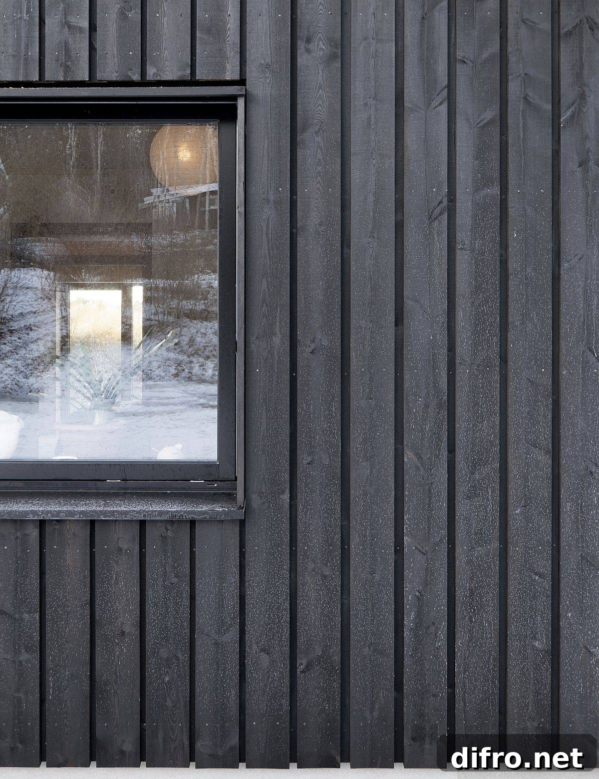 Cross-laminated wood exterior treated with black tar