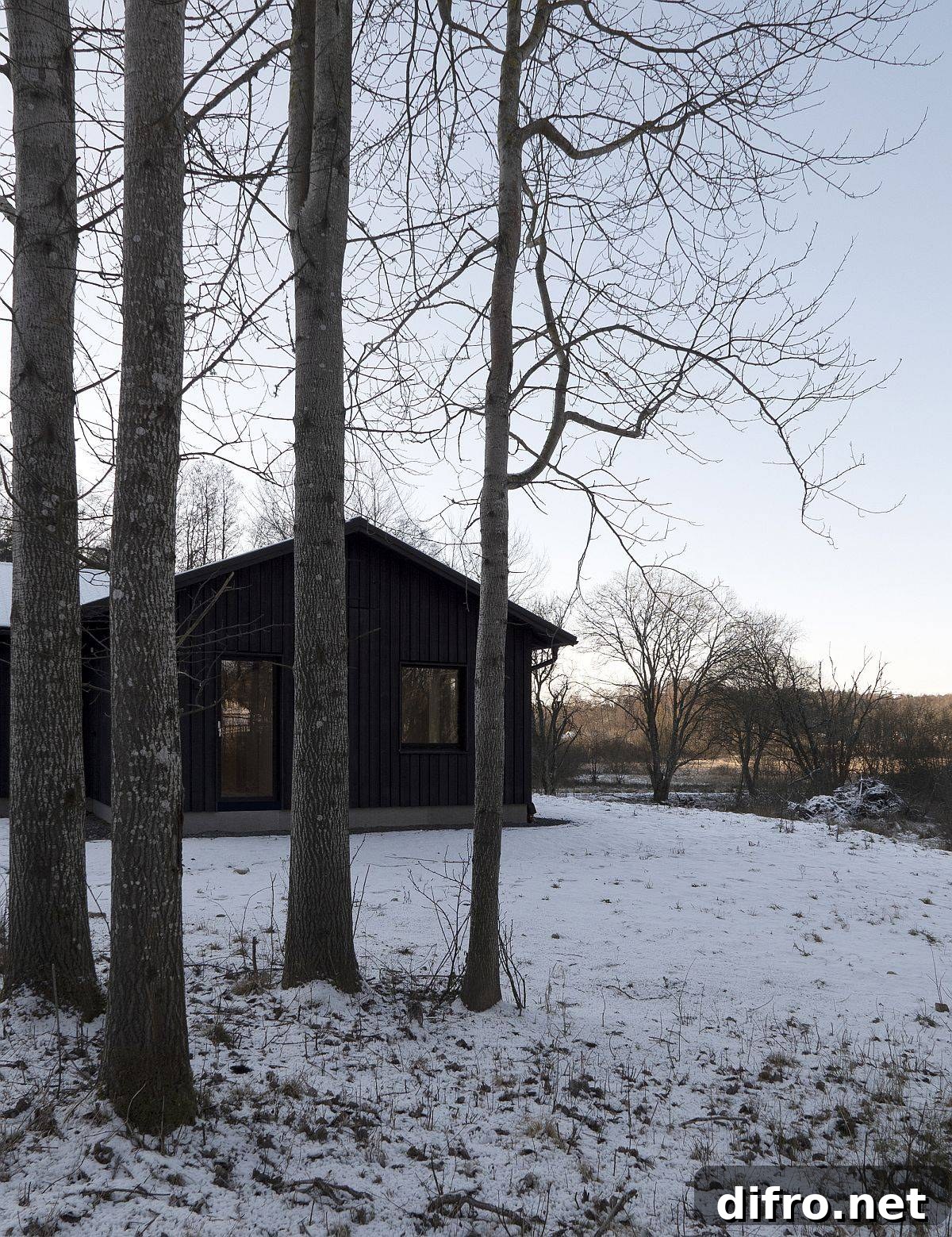 Snow-clad landscape around the home