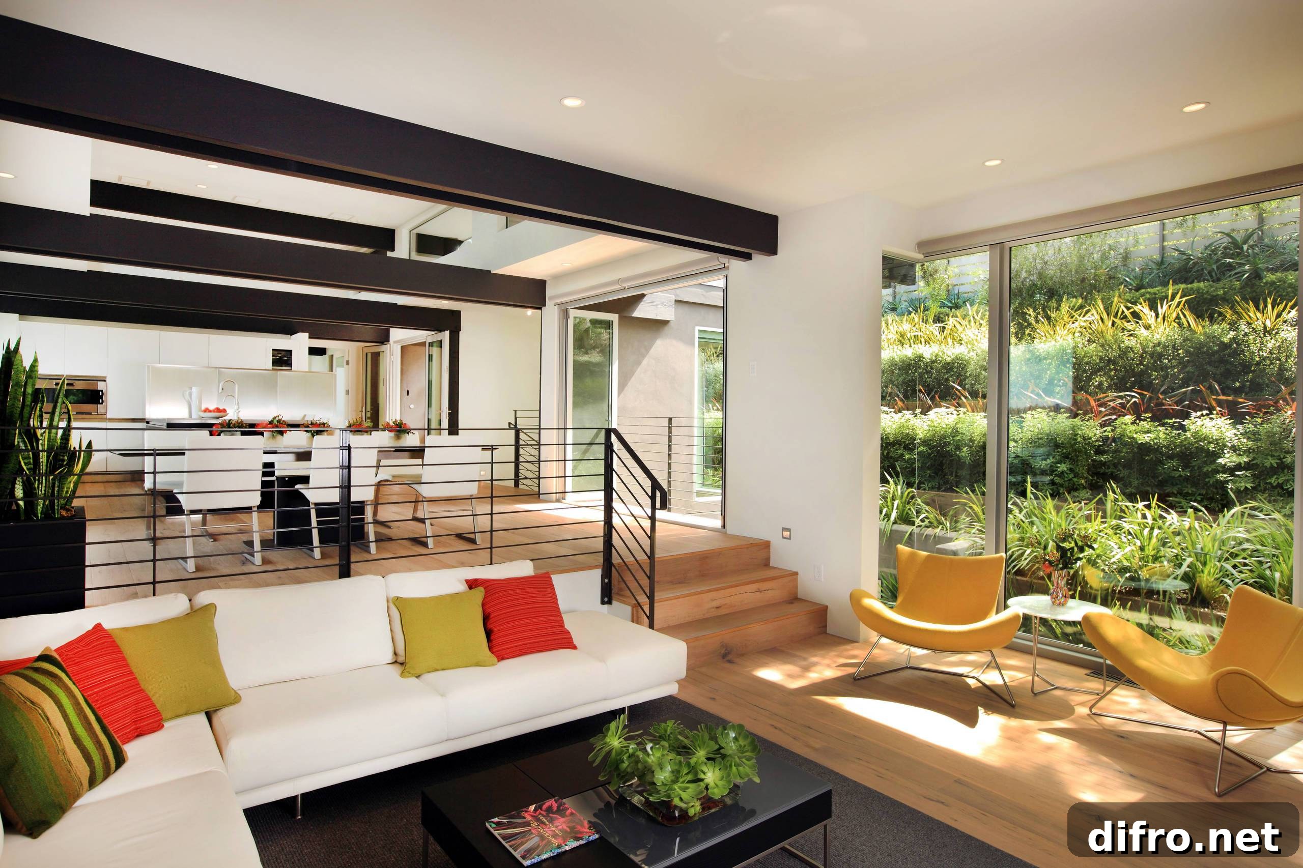 Open plan with sunken living area