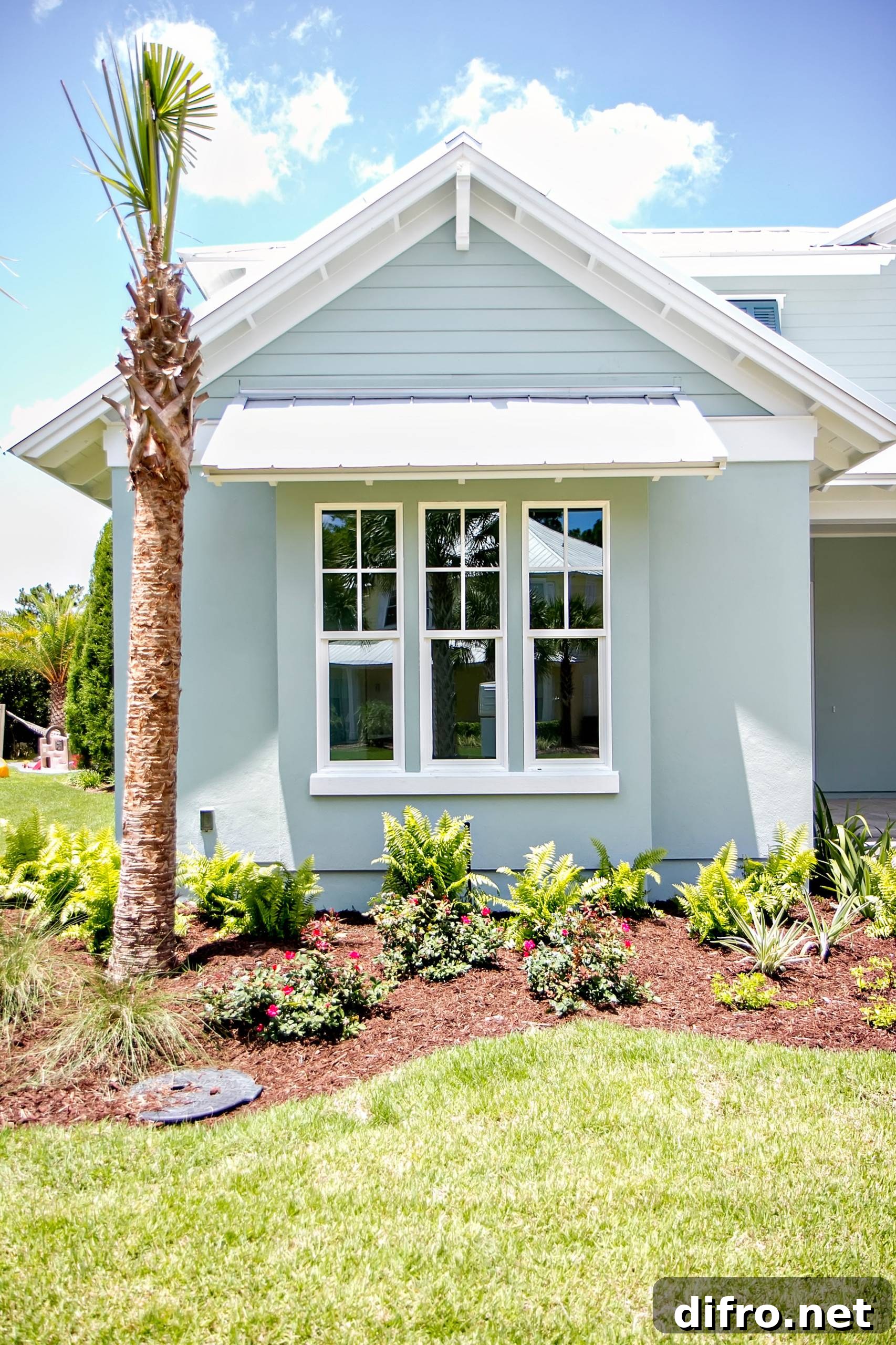 Light blue house exterior