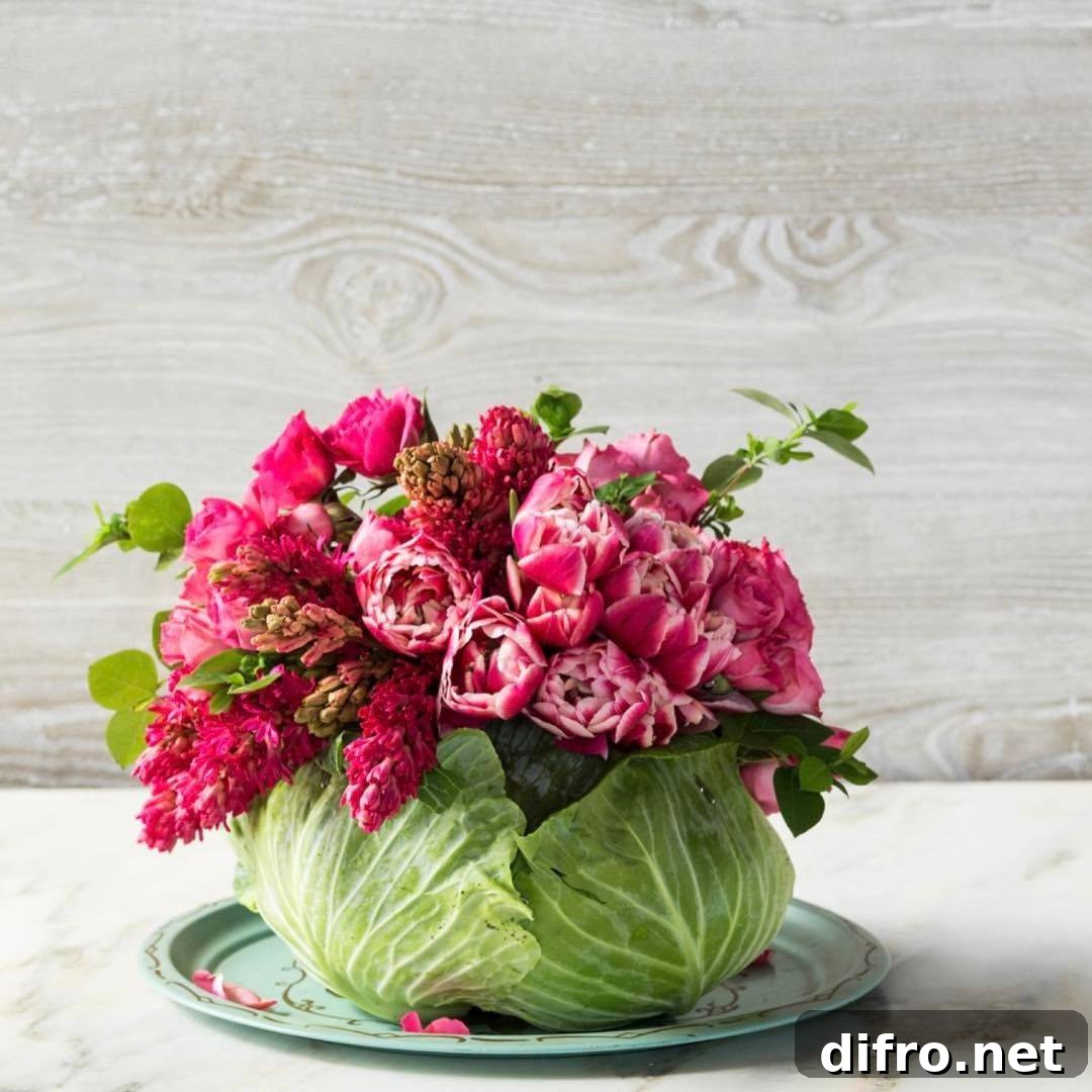 Cabbage centerpiece for a spring vibe