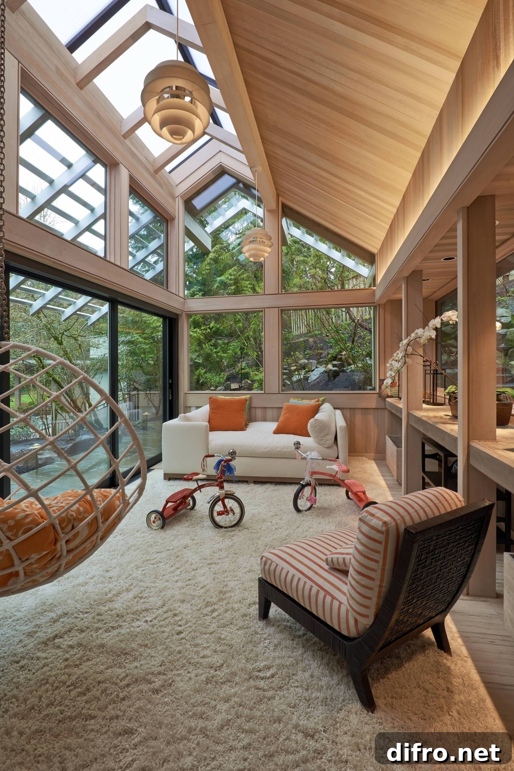 Cozy sunroom seating area