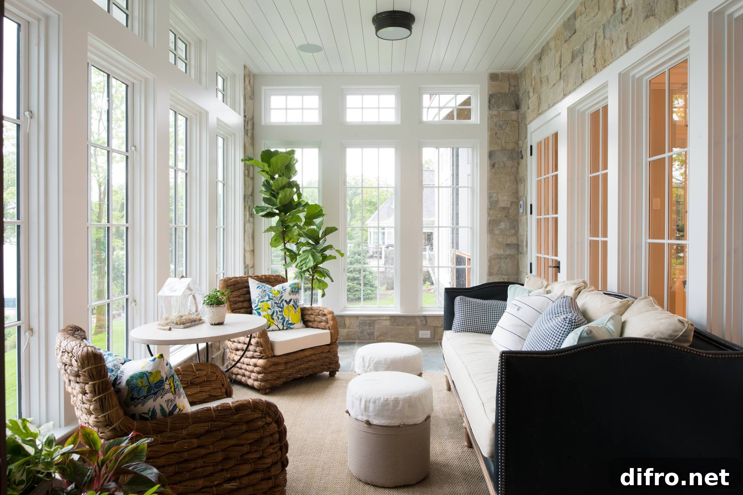 Modern inviting sunroom seating