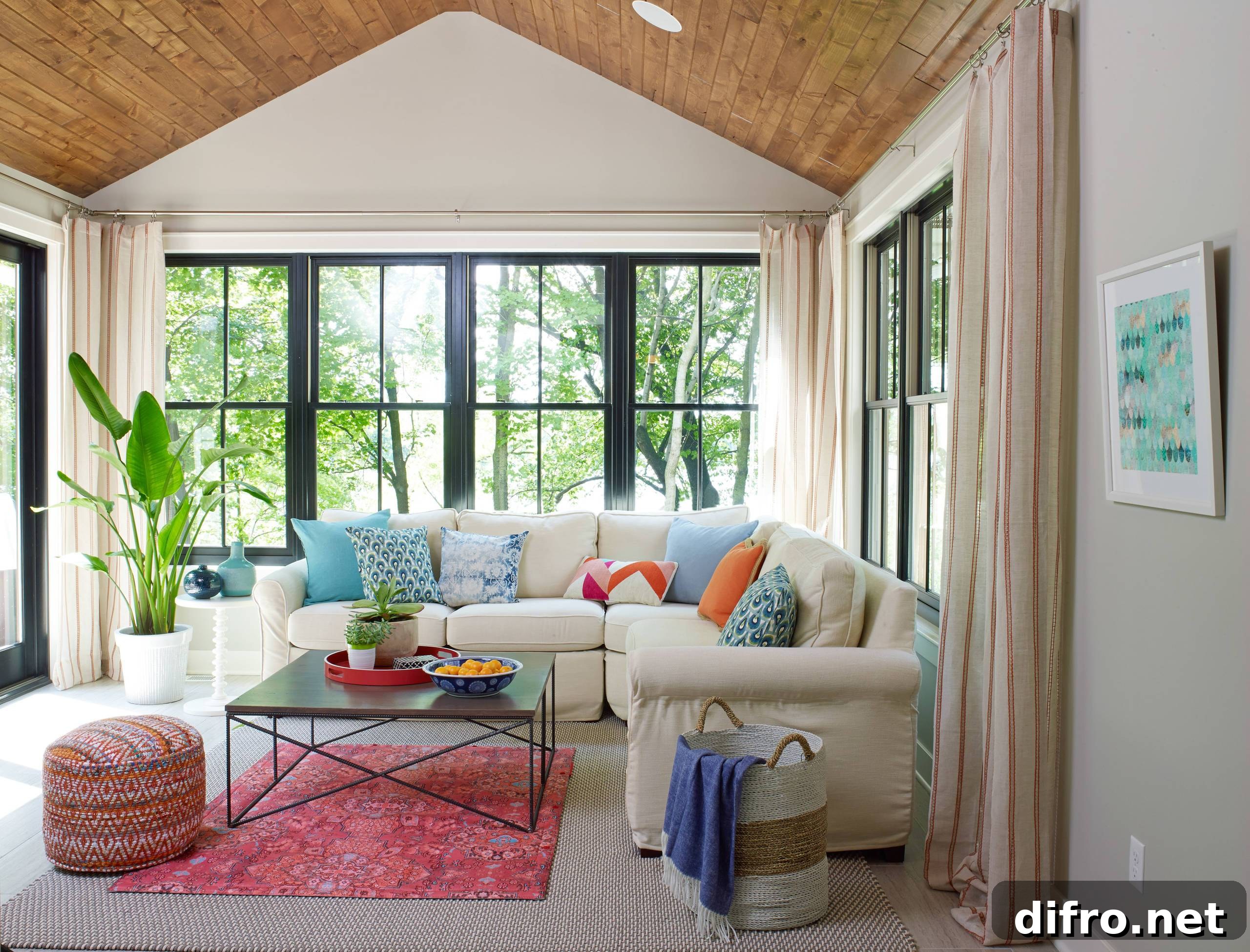 Colorful sunroom interior