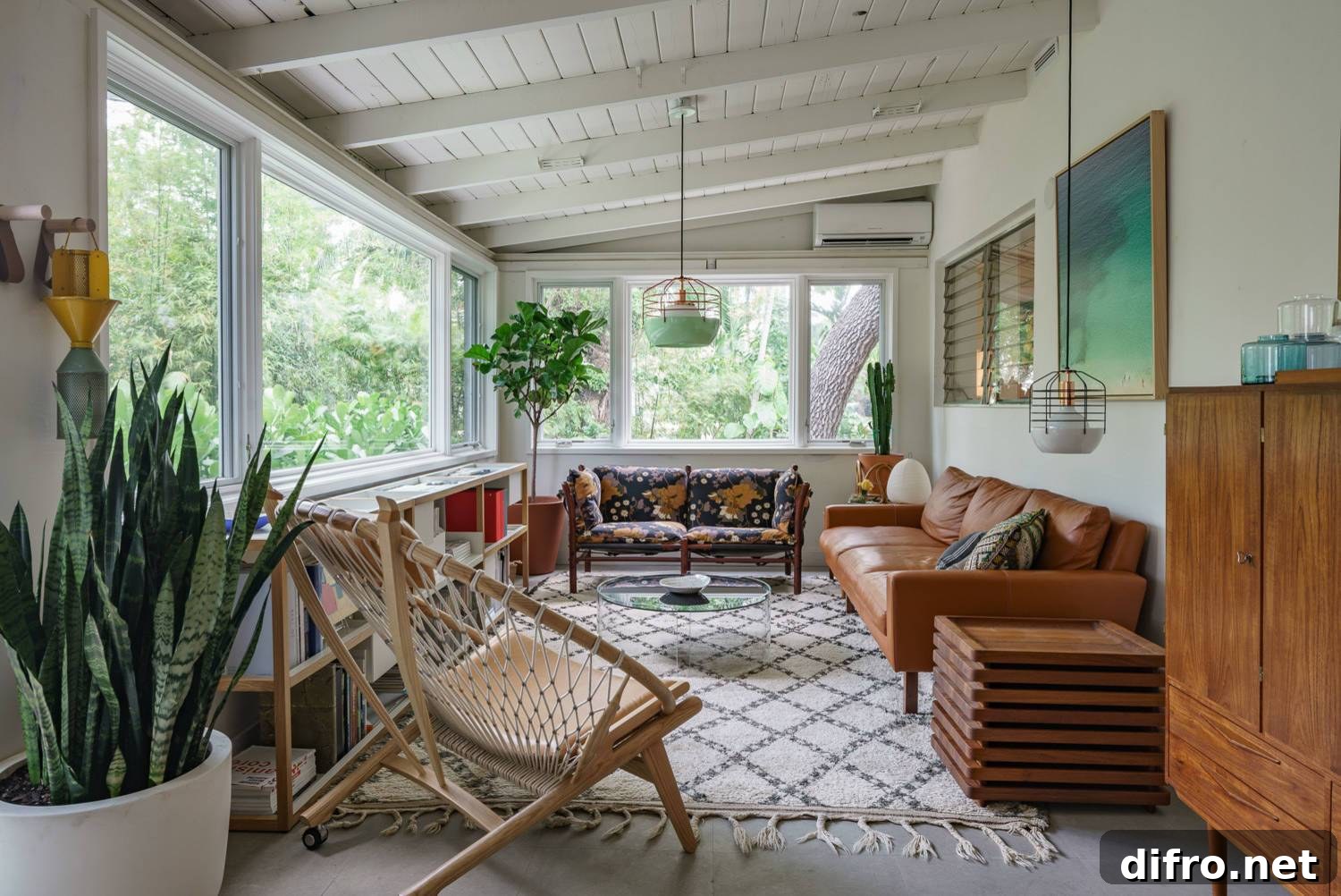 Boho style sunroom