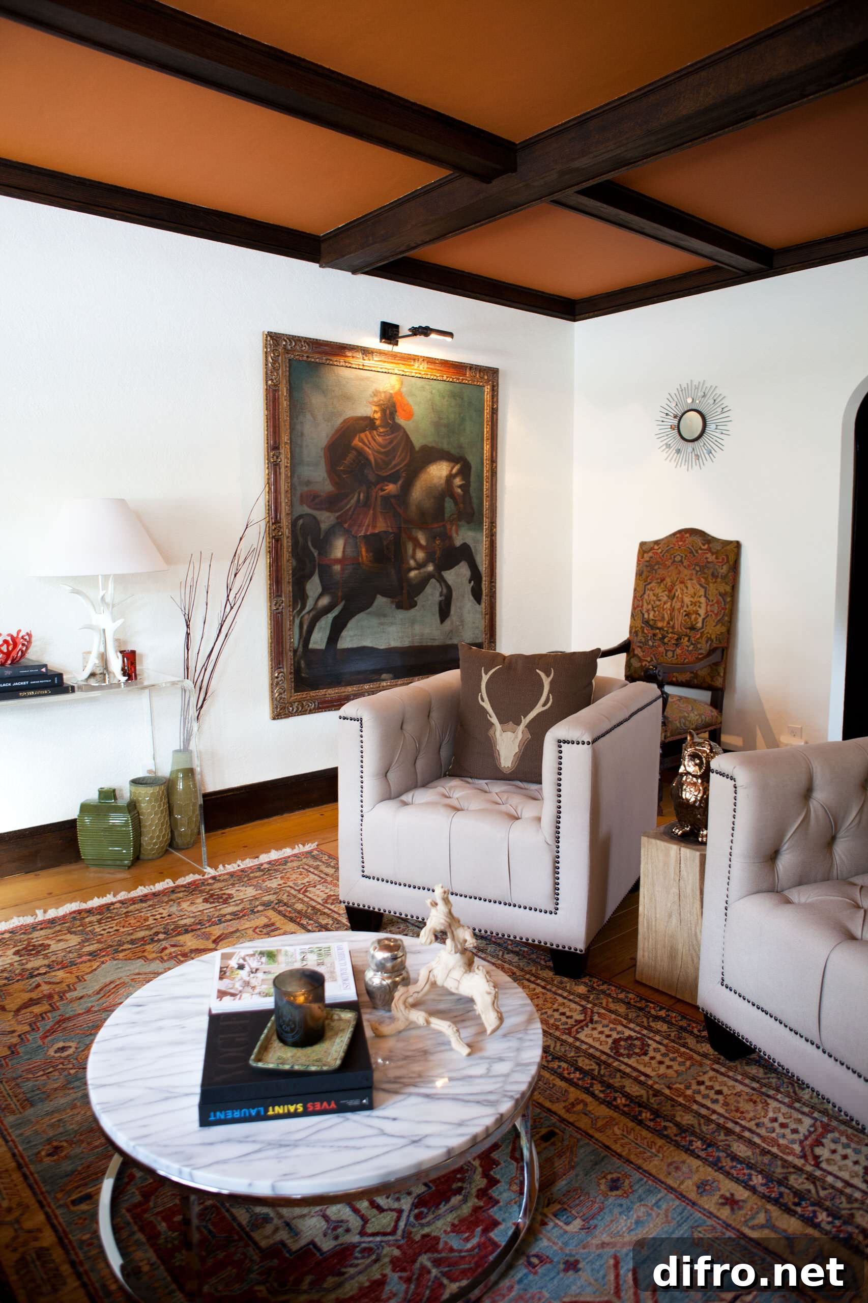Antiques blended with modern pieces