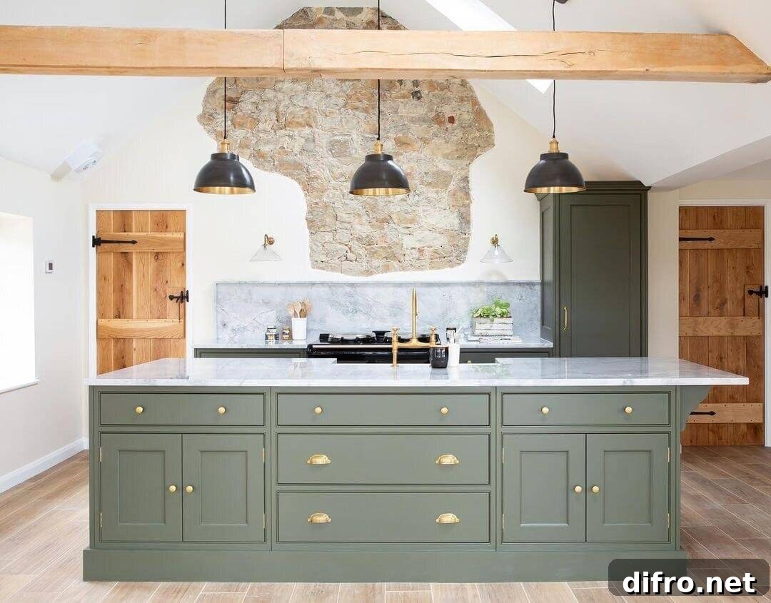 Kitchen mixing modern farmhouse and rustic elements