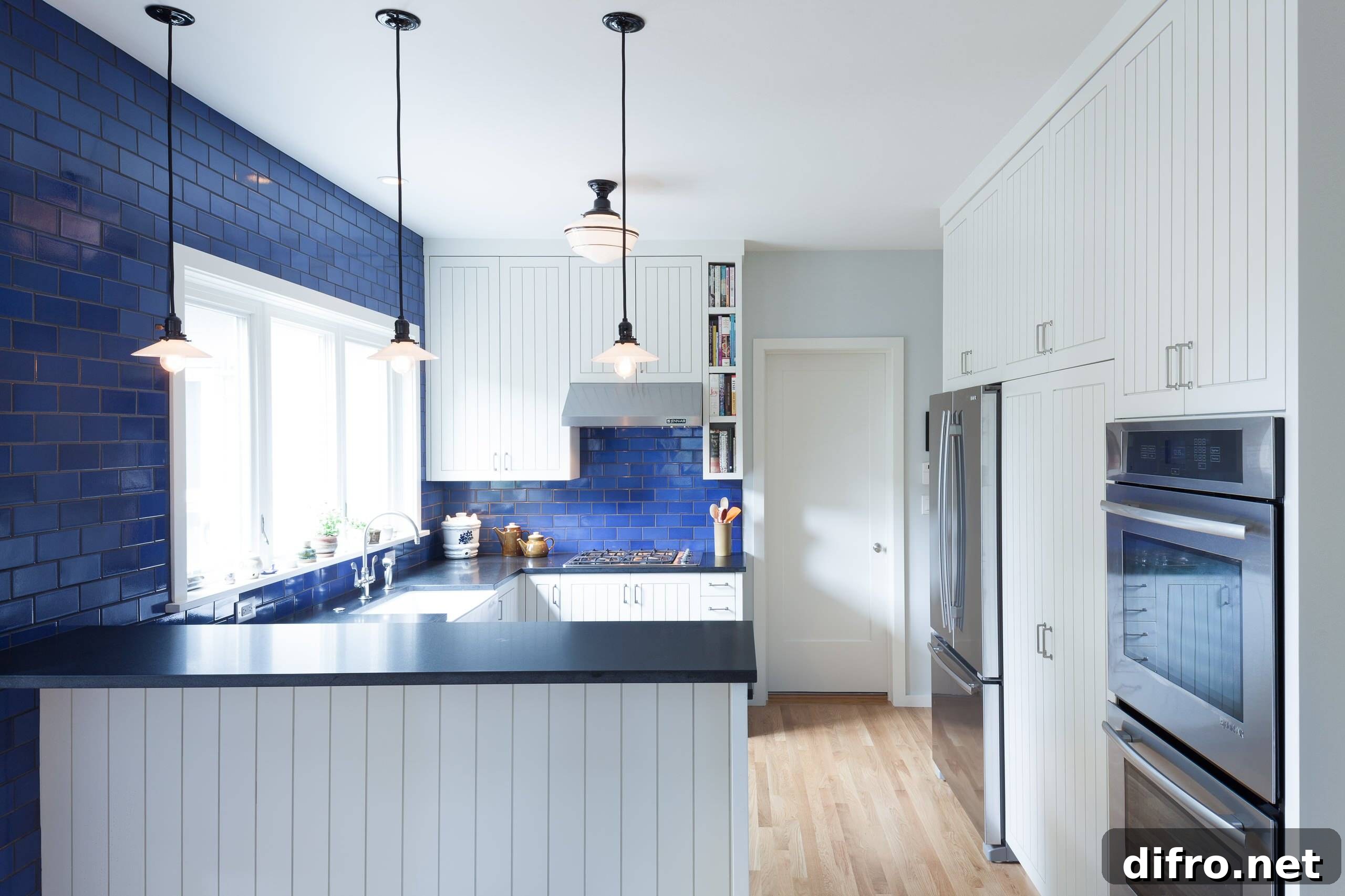 Cobalt blue kitchen backsplash