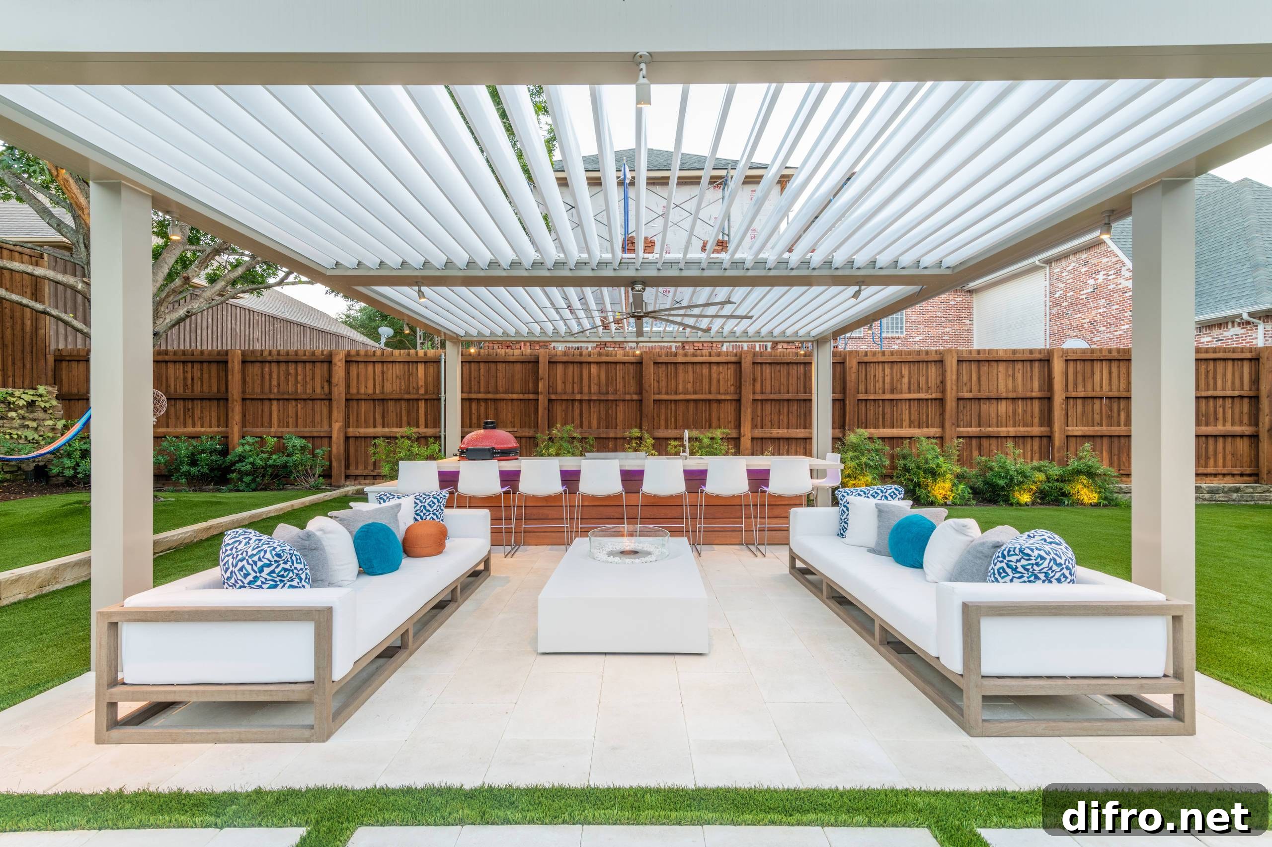Cobalt blue cushions outdoors