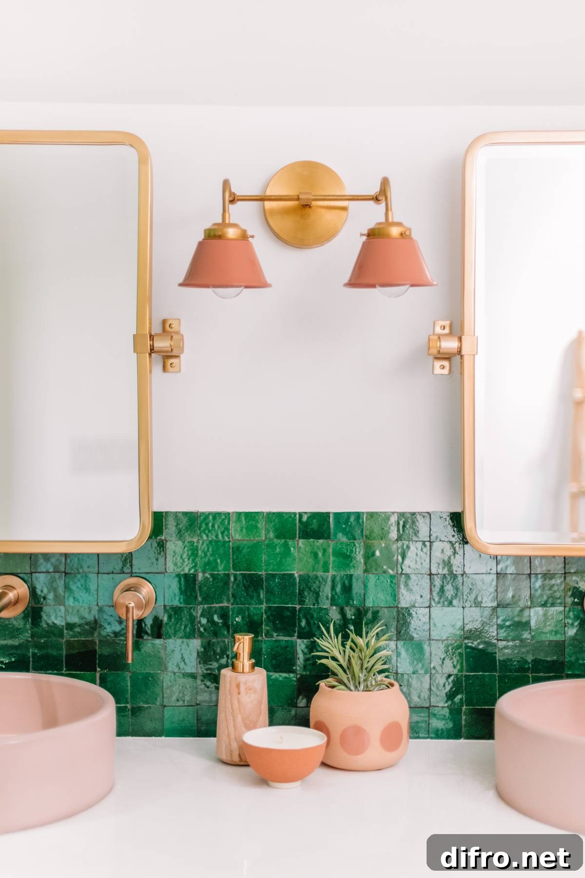 Pink bathroom sconces and accessories