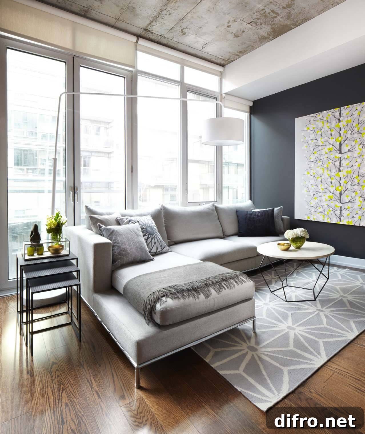 Living room with anthracite accent wall