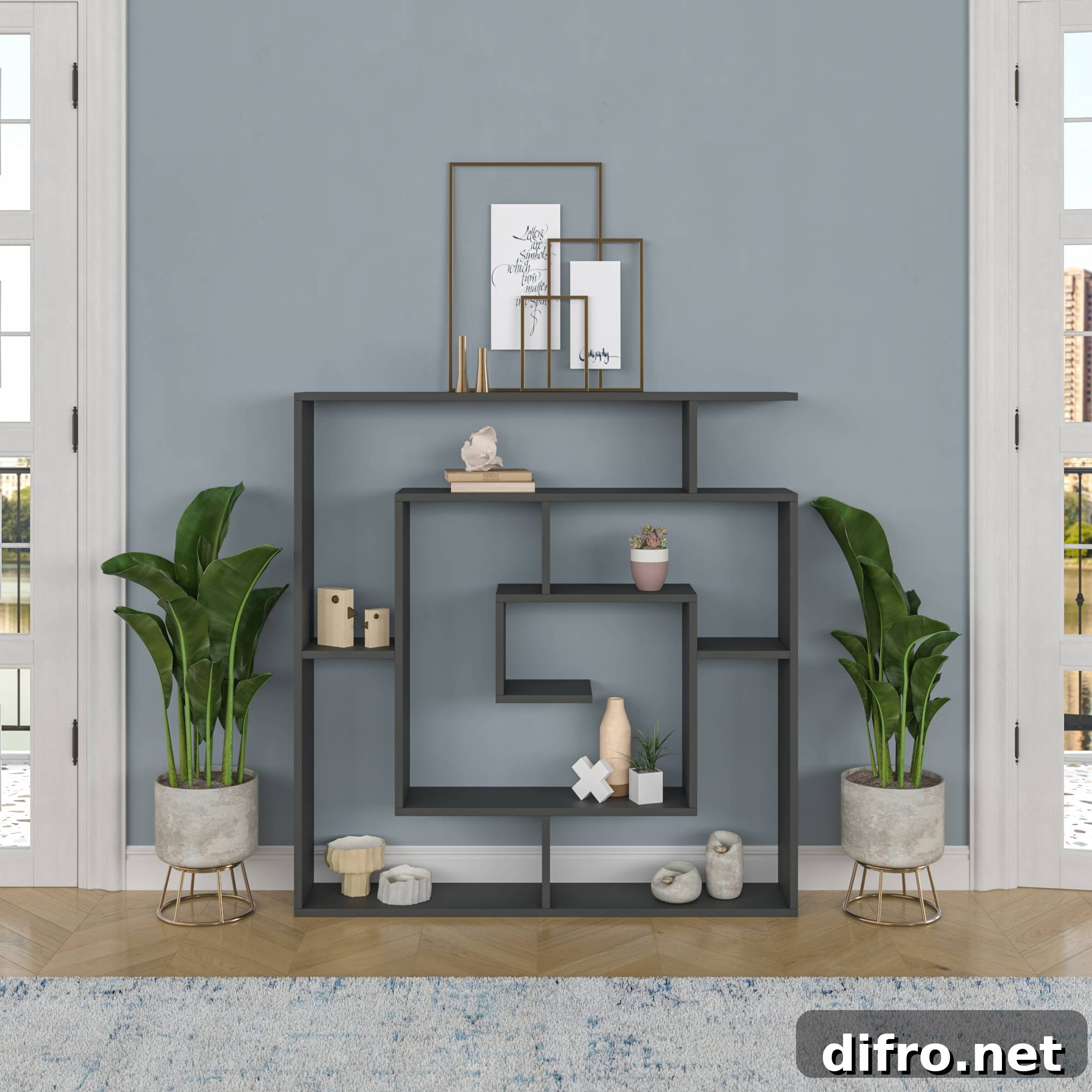 Decorative shelving in anthracite
