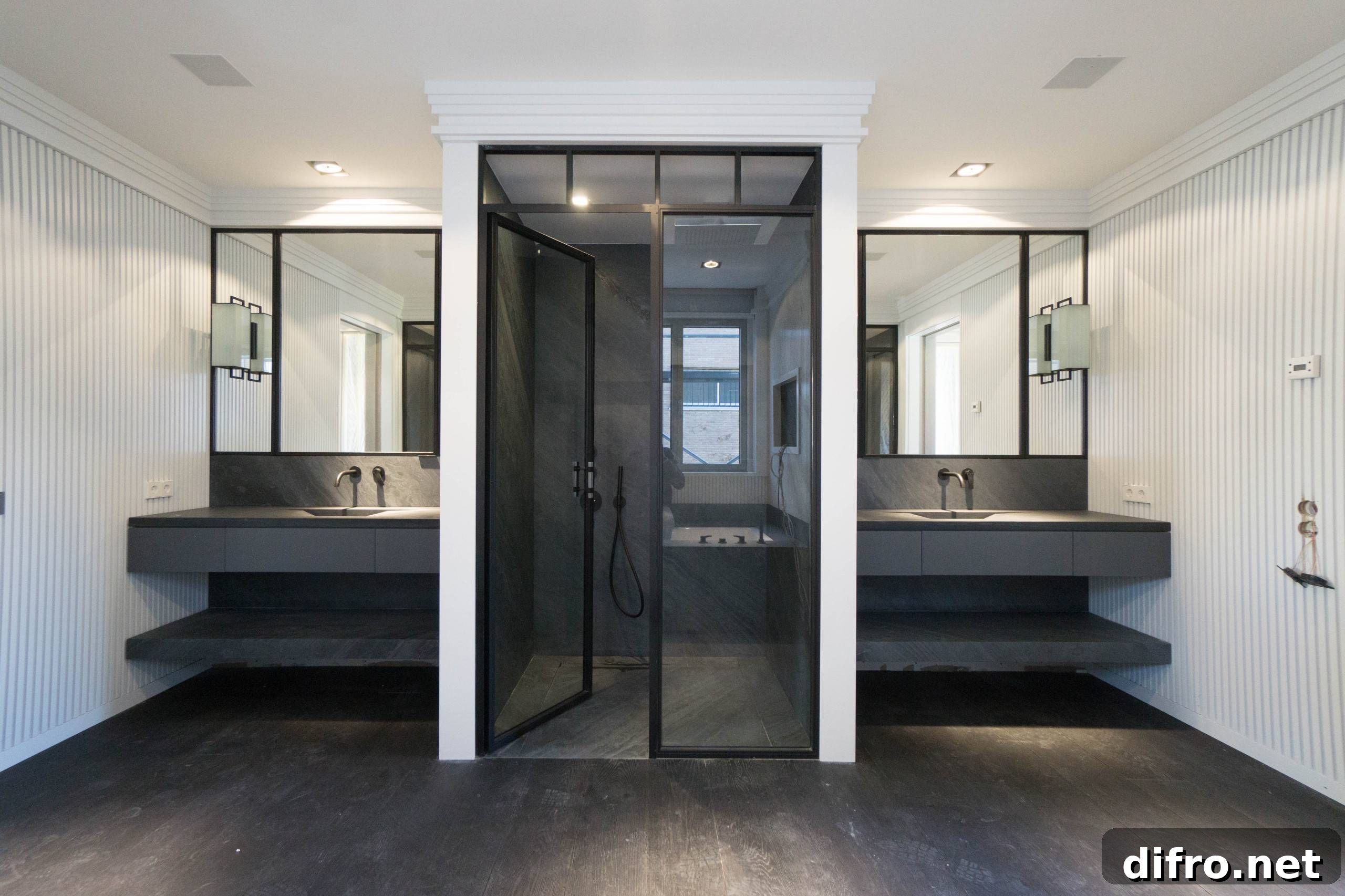 Refined dark gray bathroom
