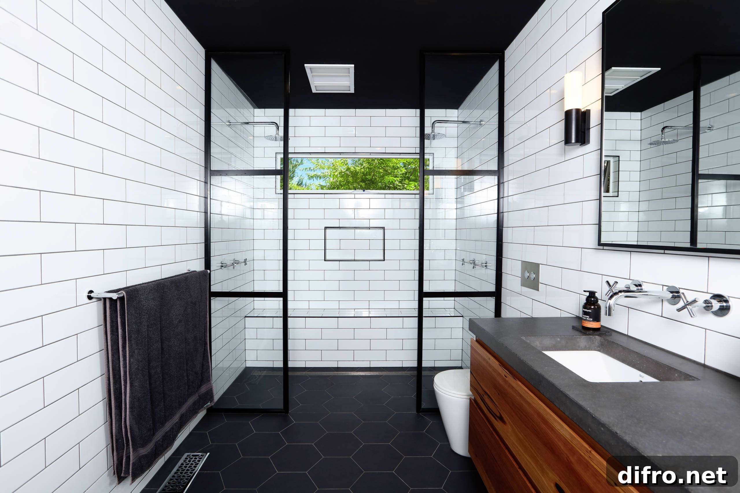 Classic subway tile with dark flooring