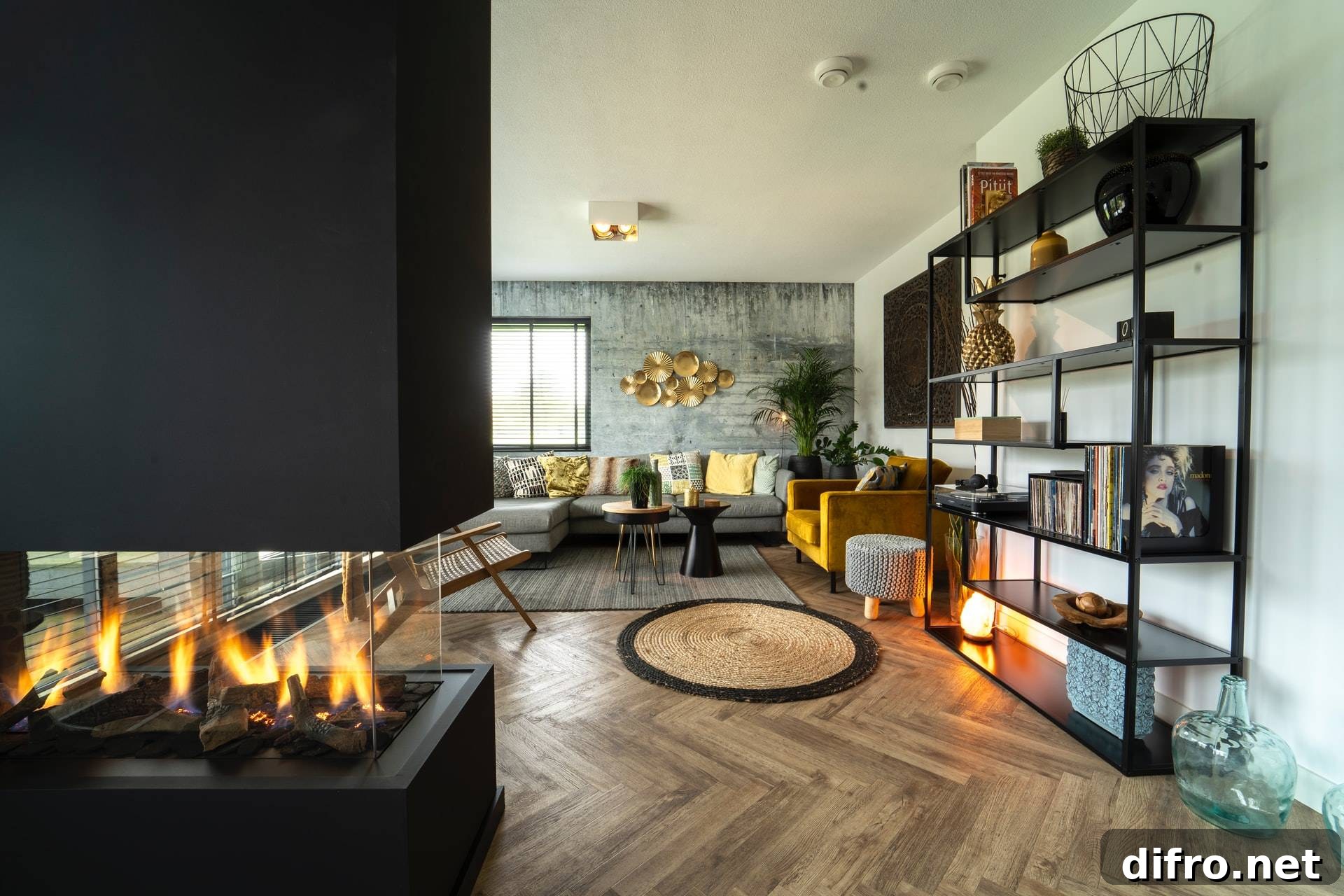 Glass and metal interior details