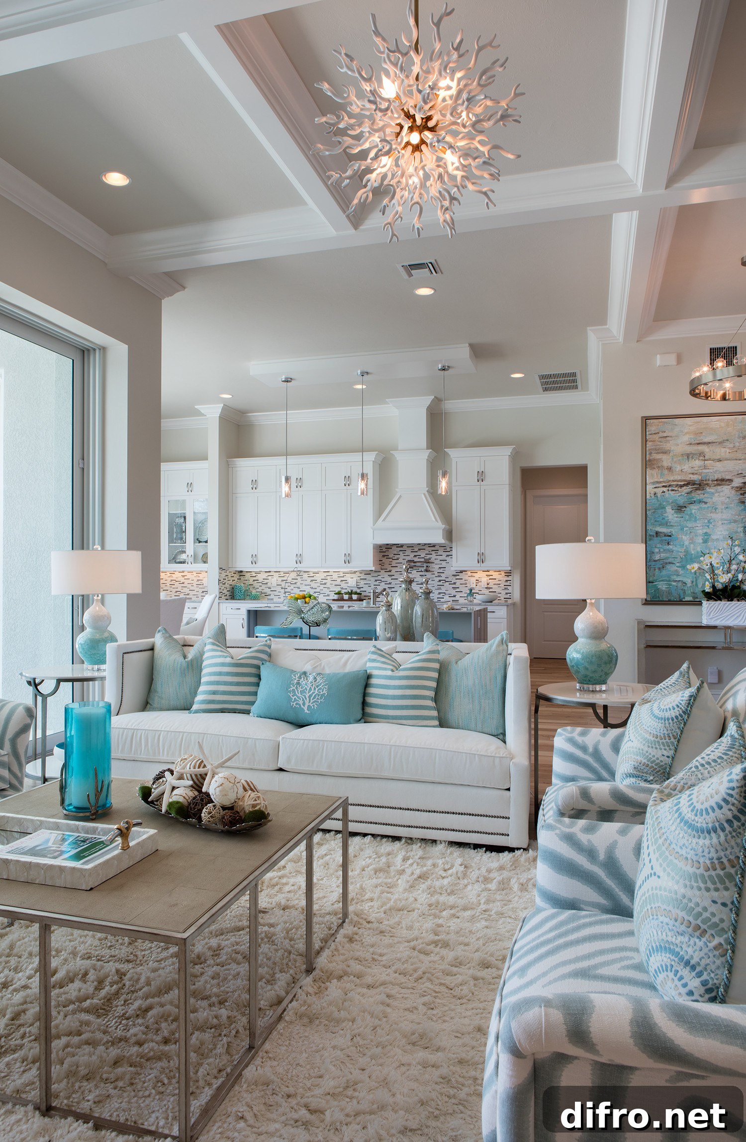 Natural seaside elements incorporated into a living area