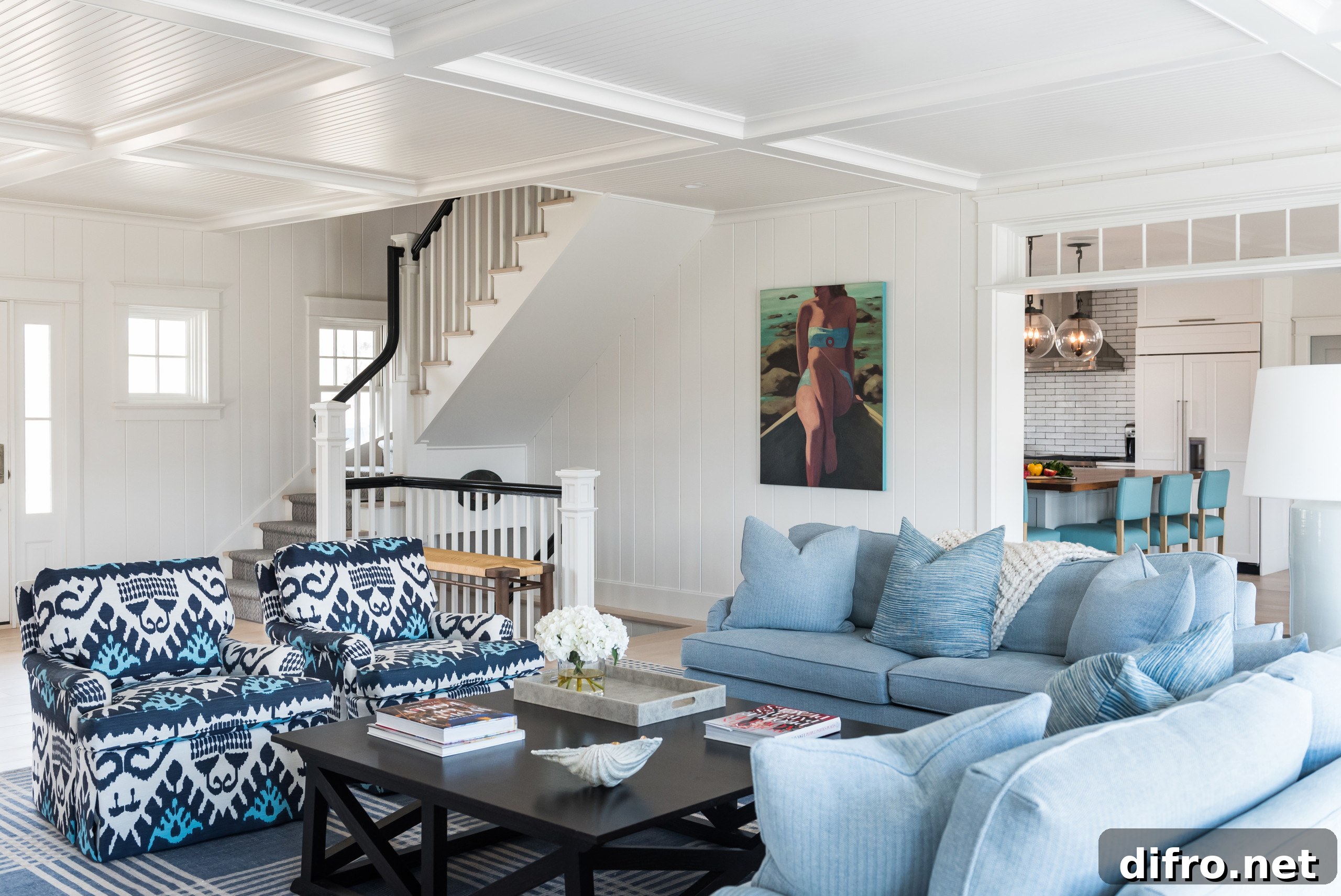 Coastal bedroom with a relaxed, airy vibe