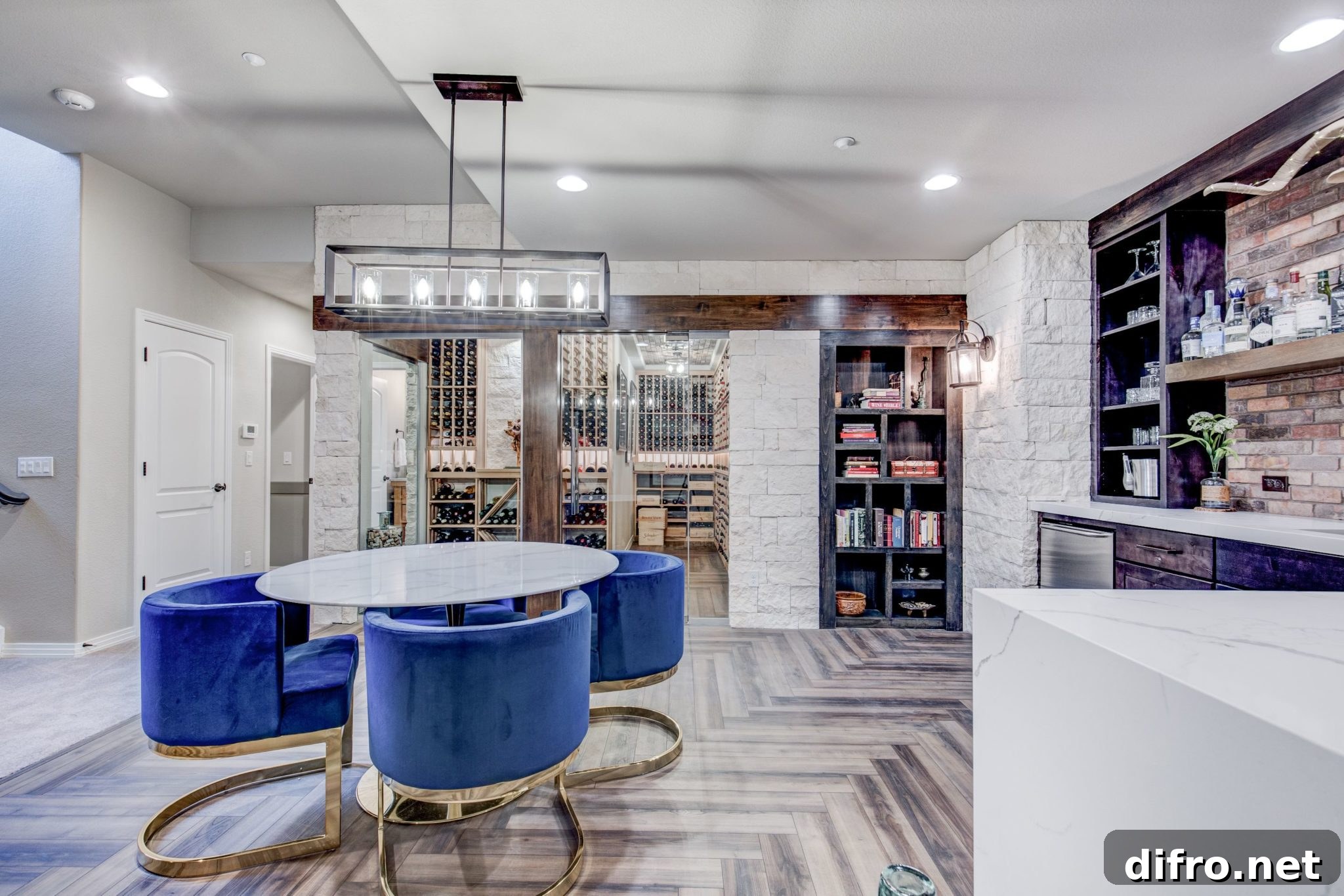 Basement wine cellar and tasting area