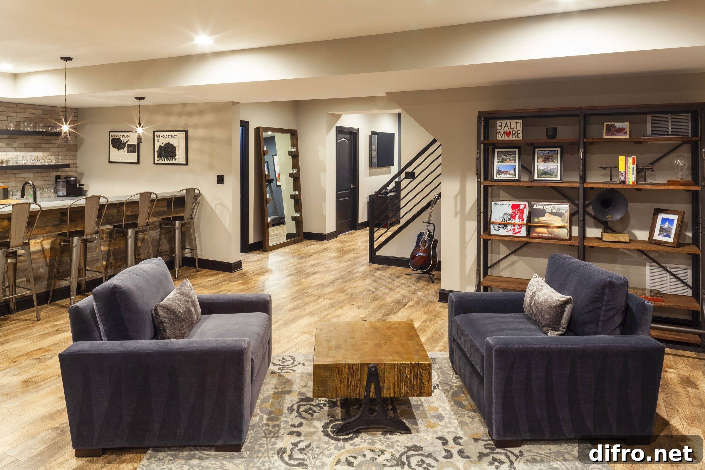Extension of living space into the basement