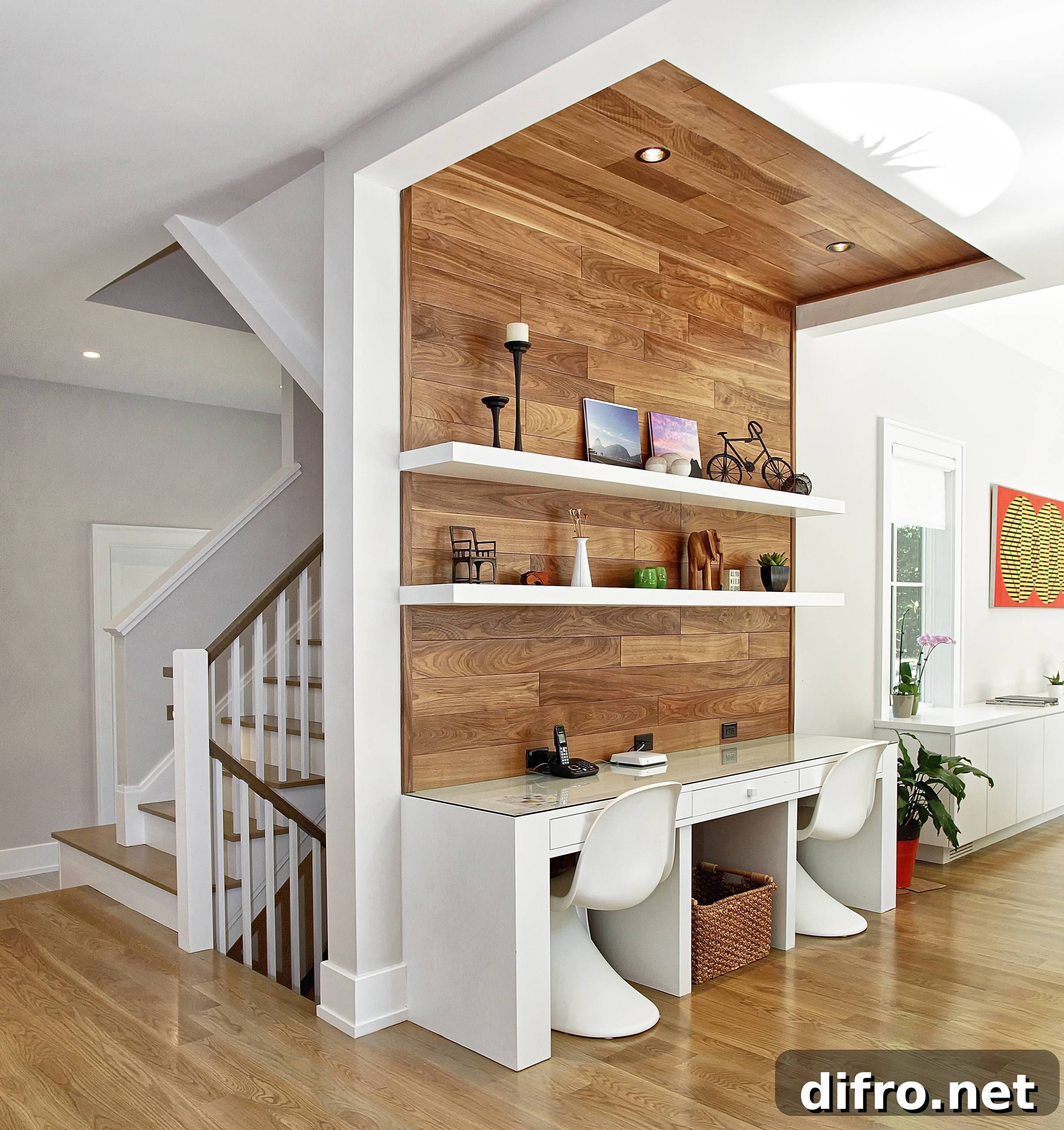 Light-painted interior replacing dark paneling