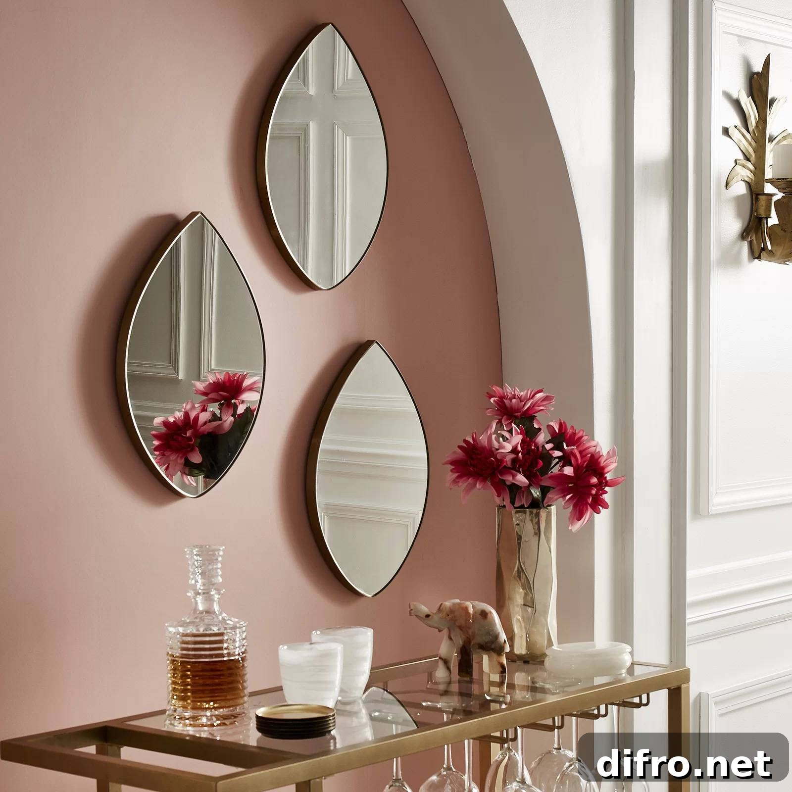 Teardrop wall mirrors