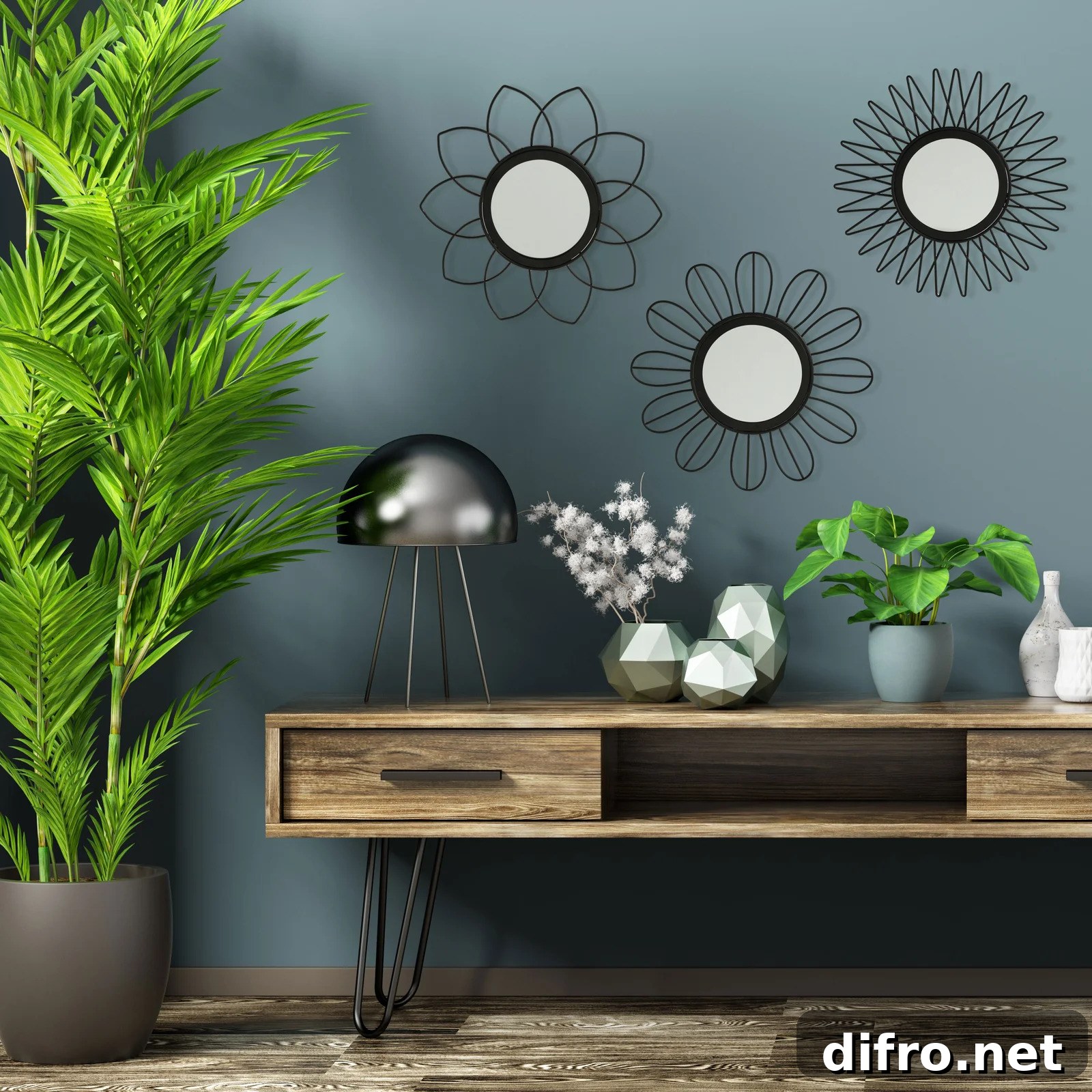 Round metal framed mirrors