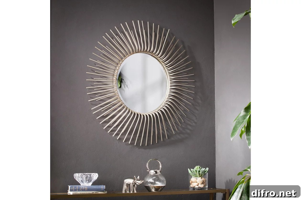 Oversized sunburst wall mirror