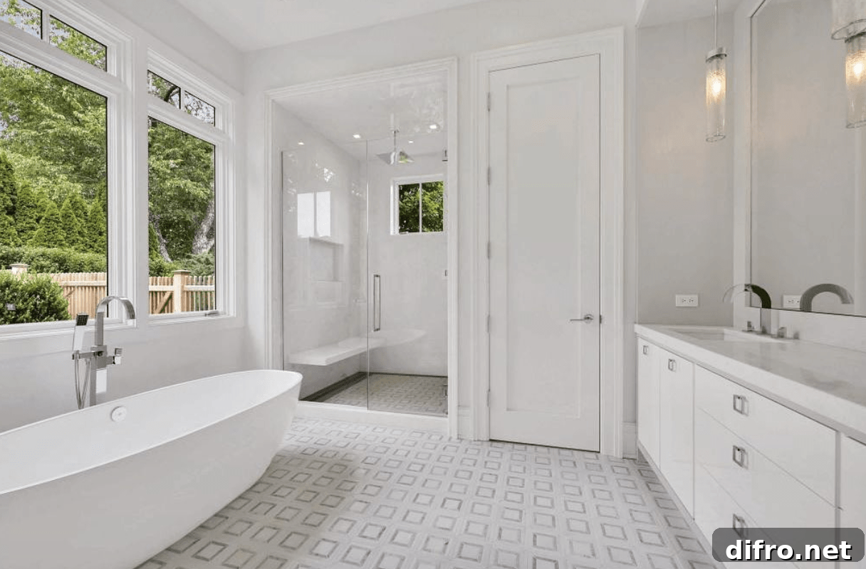 white large bathroom counter sink walk in shower